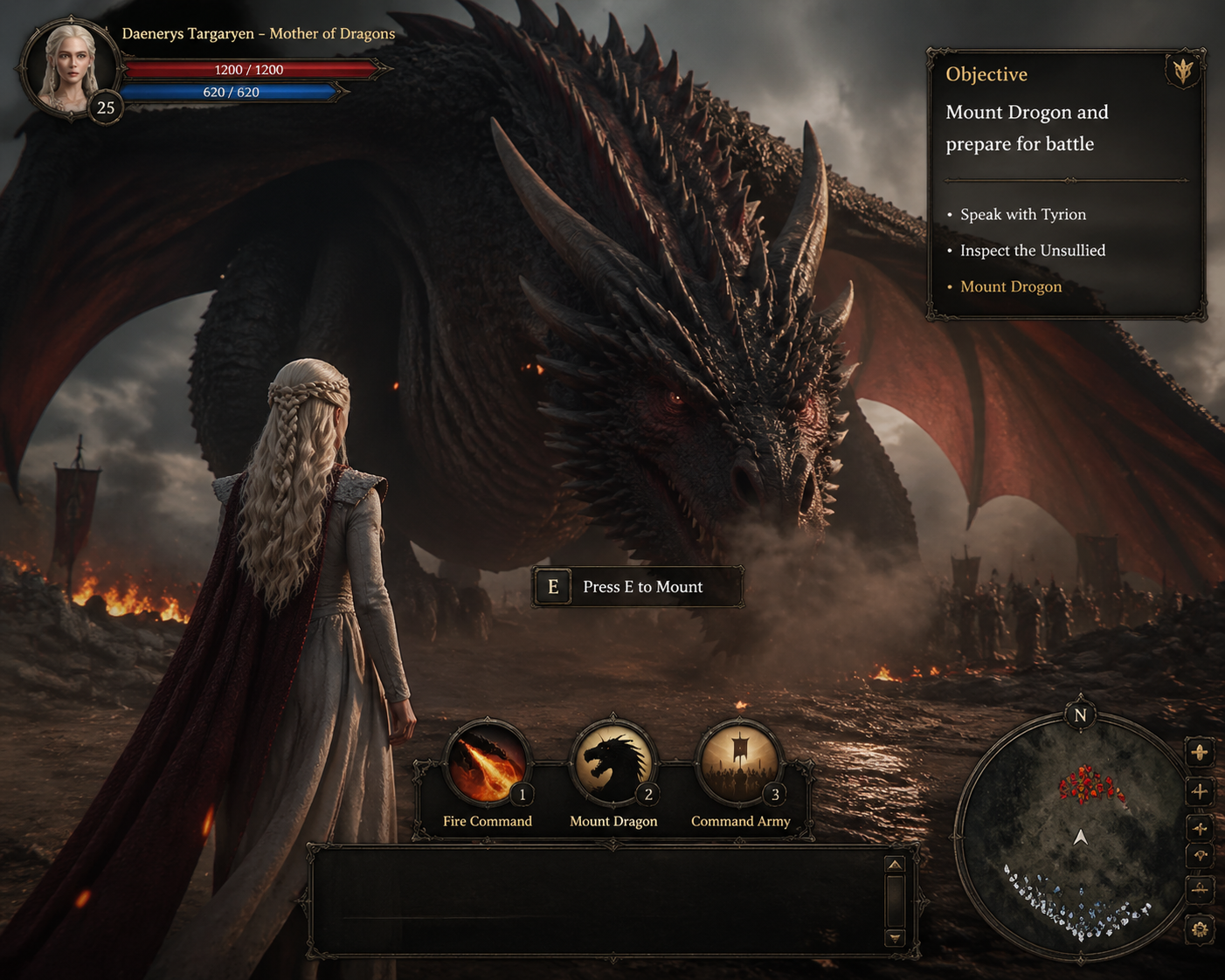 Daenerys Prepares to Mount Drogon Game UI