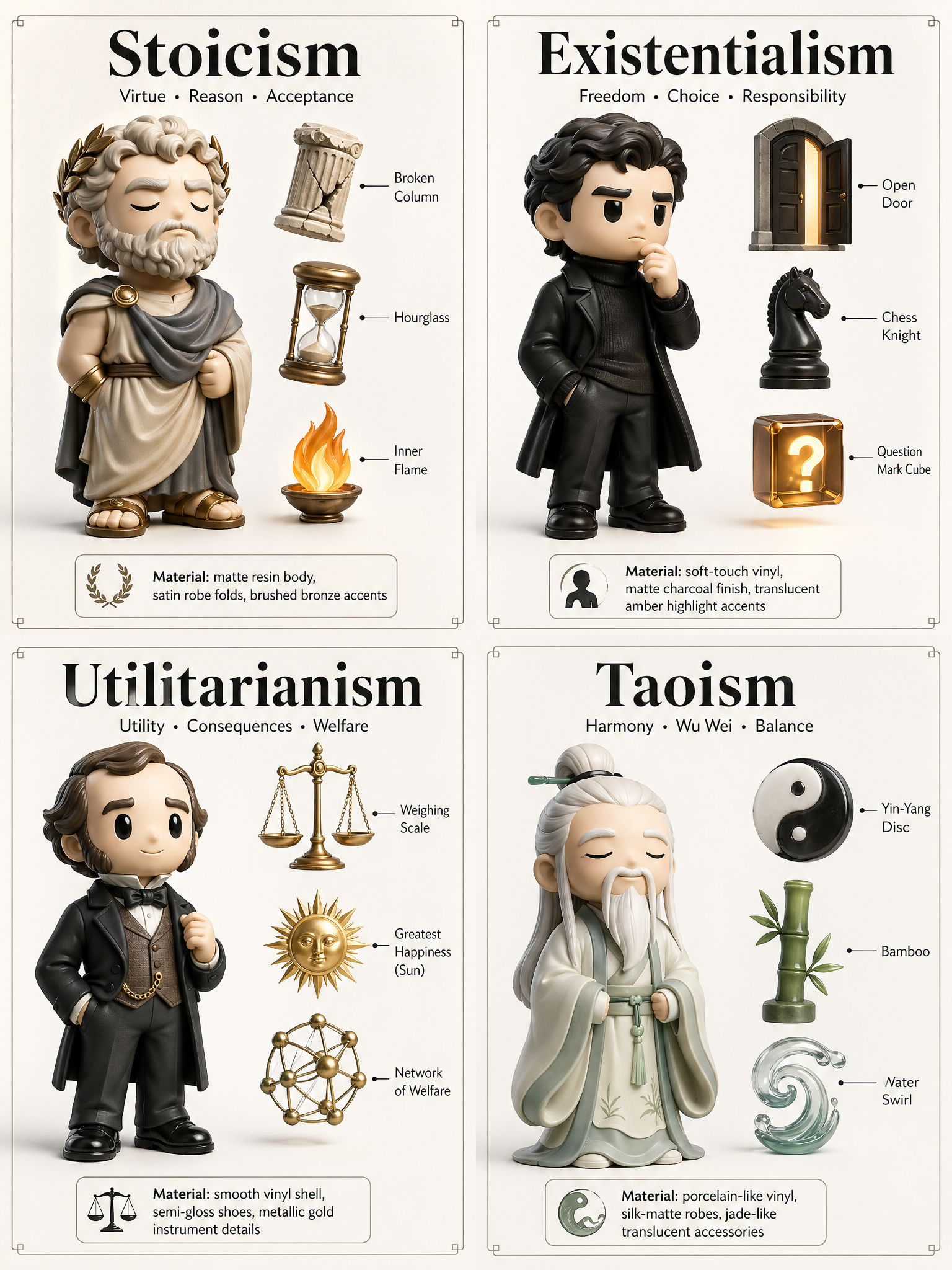 Four Philosophy Systems as Vinyl Art Toys
