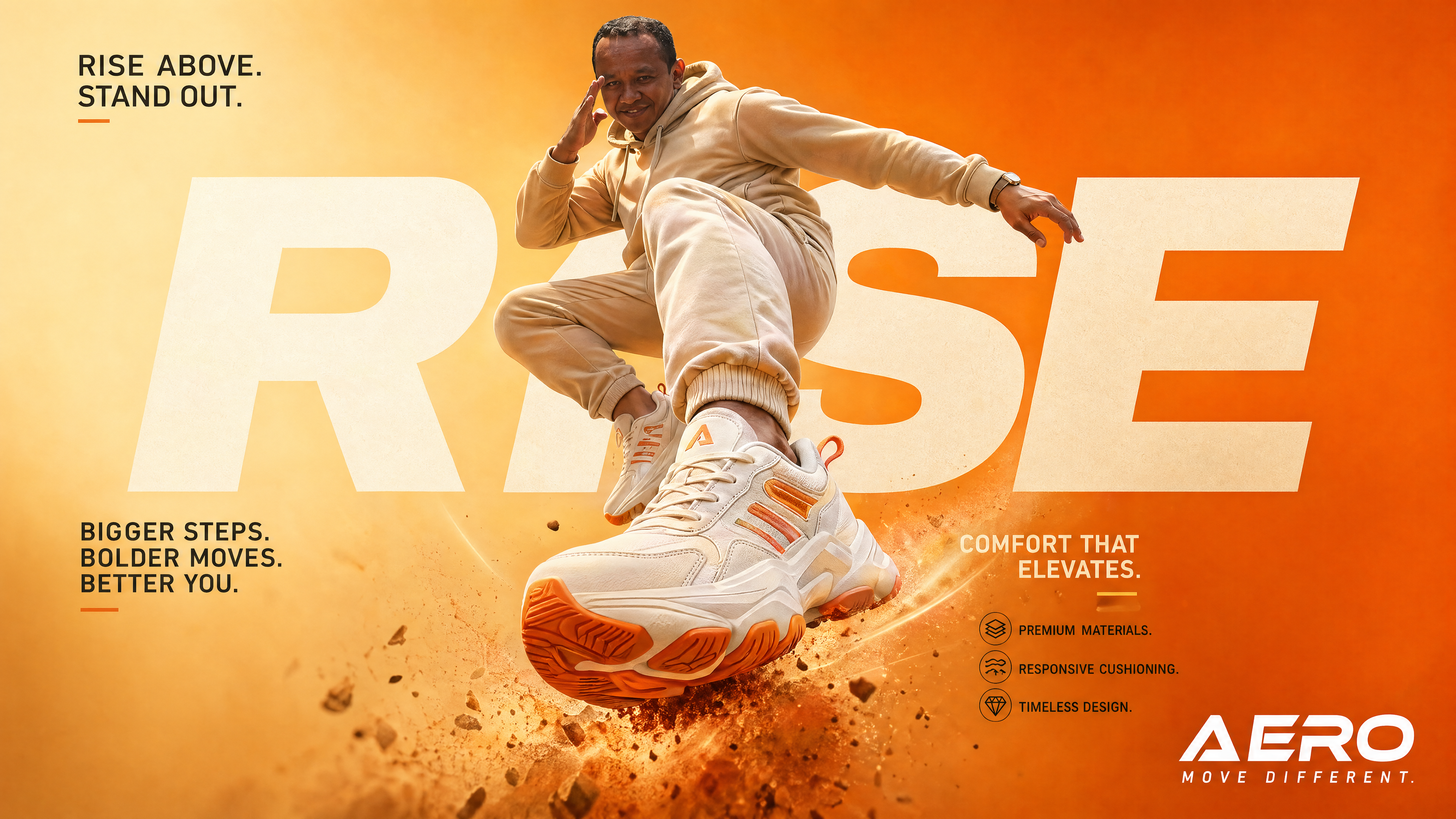 Campaña de salto con zapatillas AERO Rise