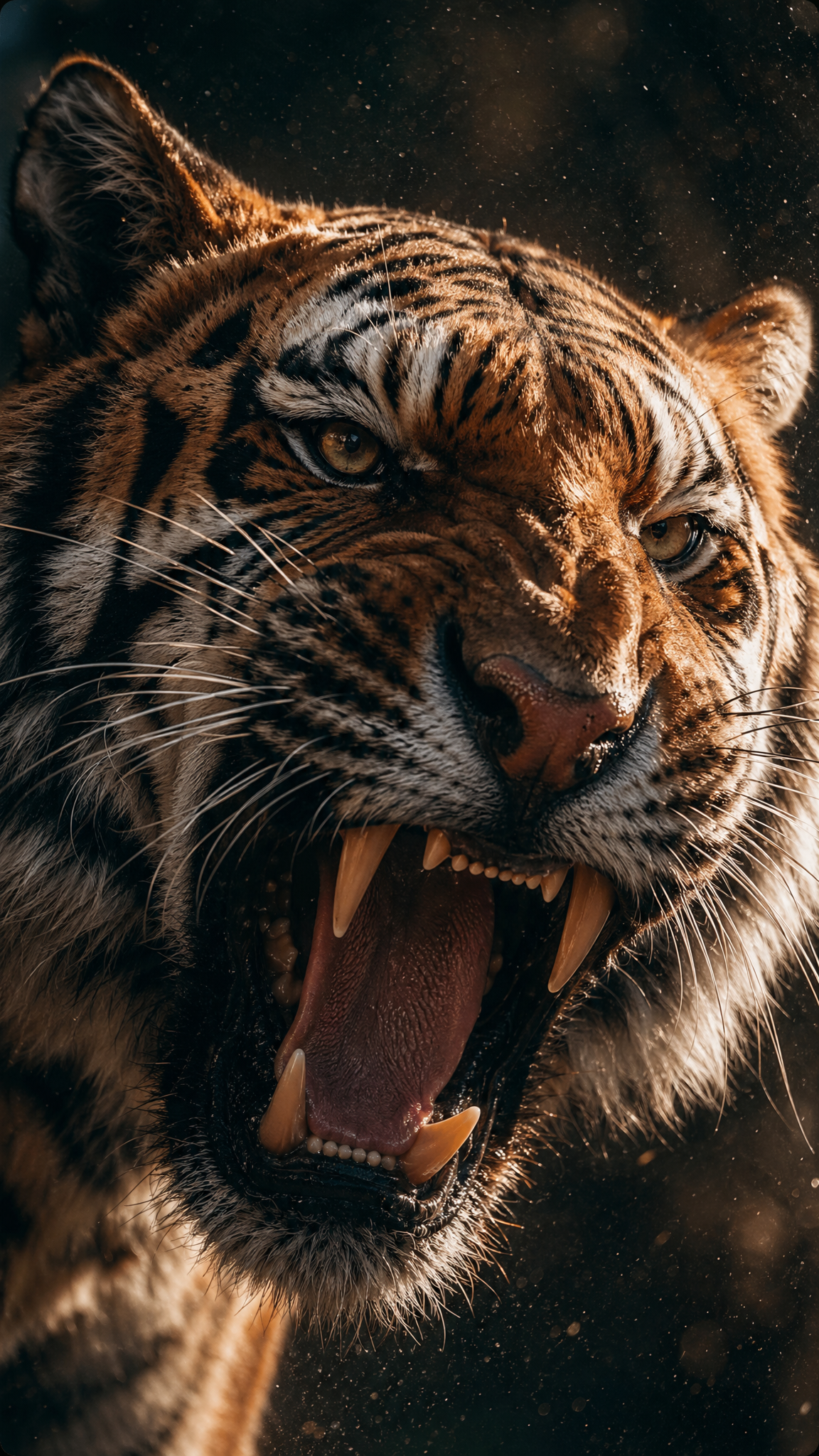 Dominantes Tigerknurren im dramatischen Licht
