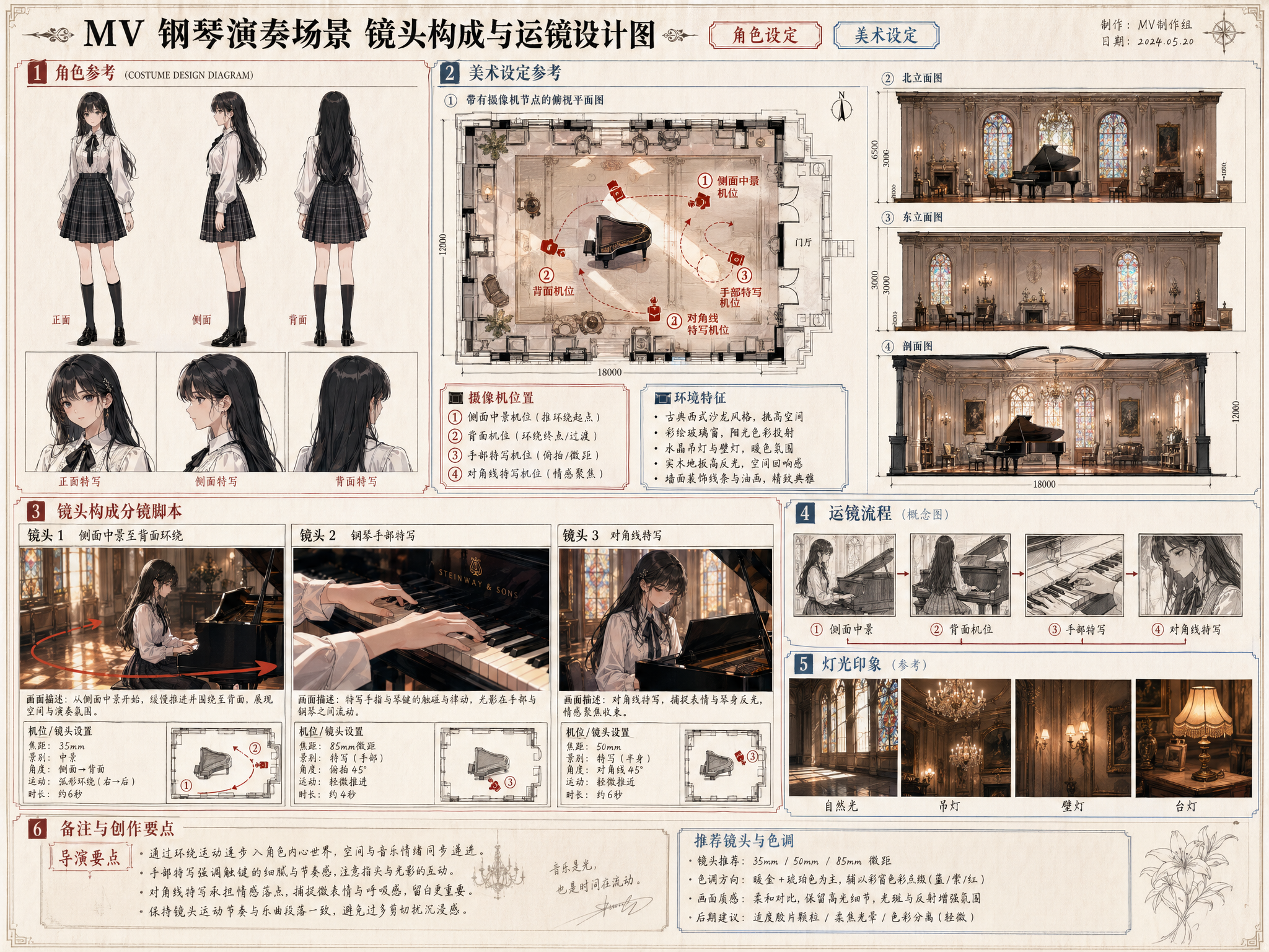 Piano Performance MV Production Storyboard Blueprint