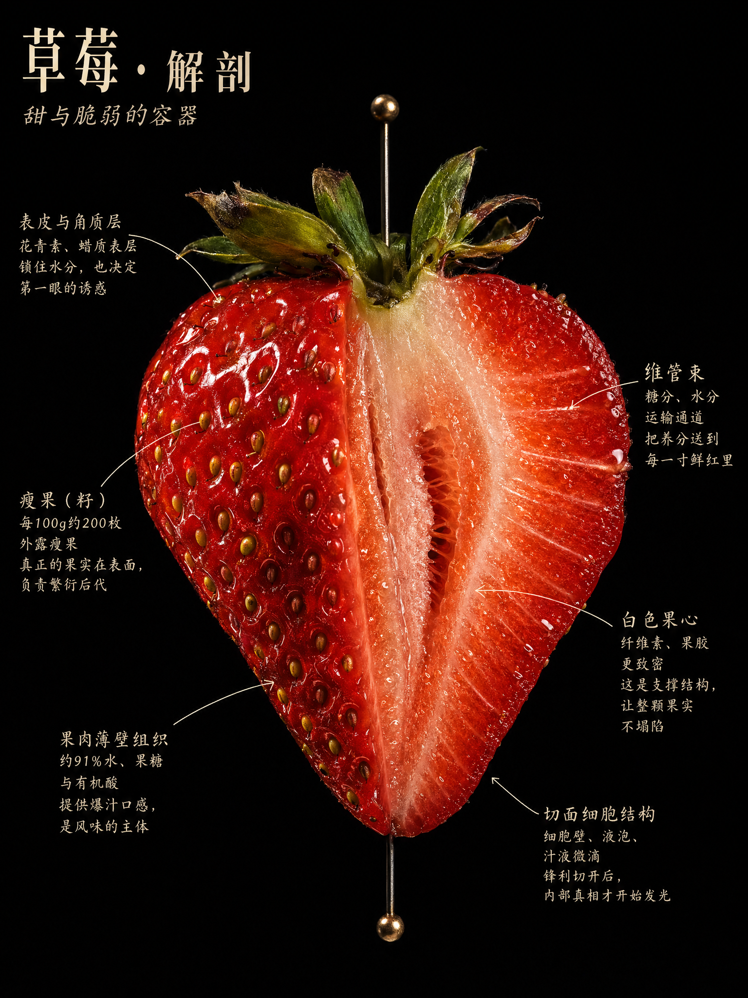 Strawberry Anatomy under Caravaggio Light