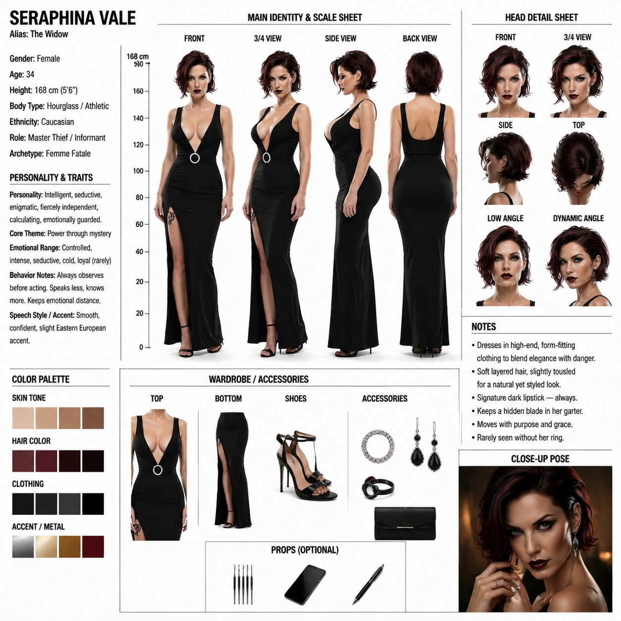 Photorealistic Character Turnaround Sheet Template
