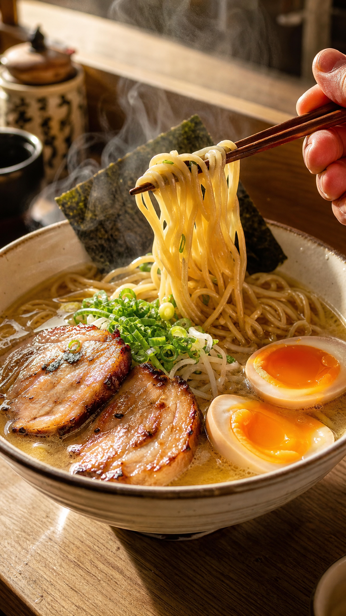 Golden Ramen Lifted in Warm Daylight