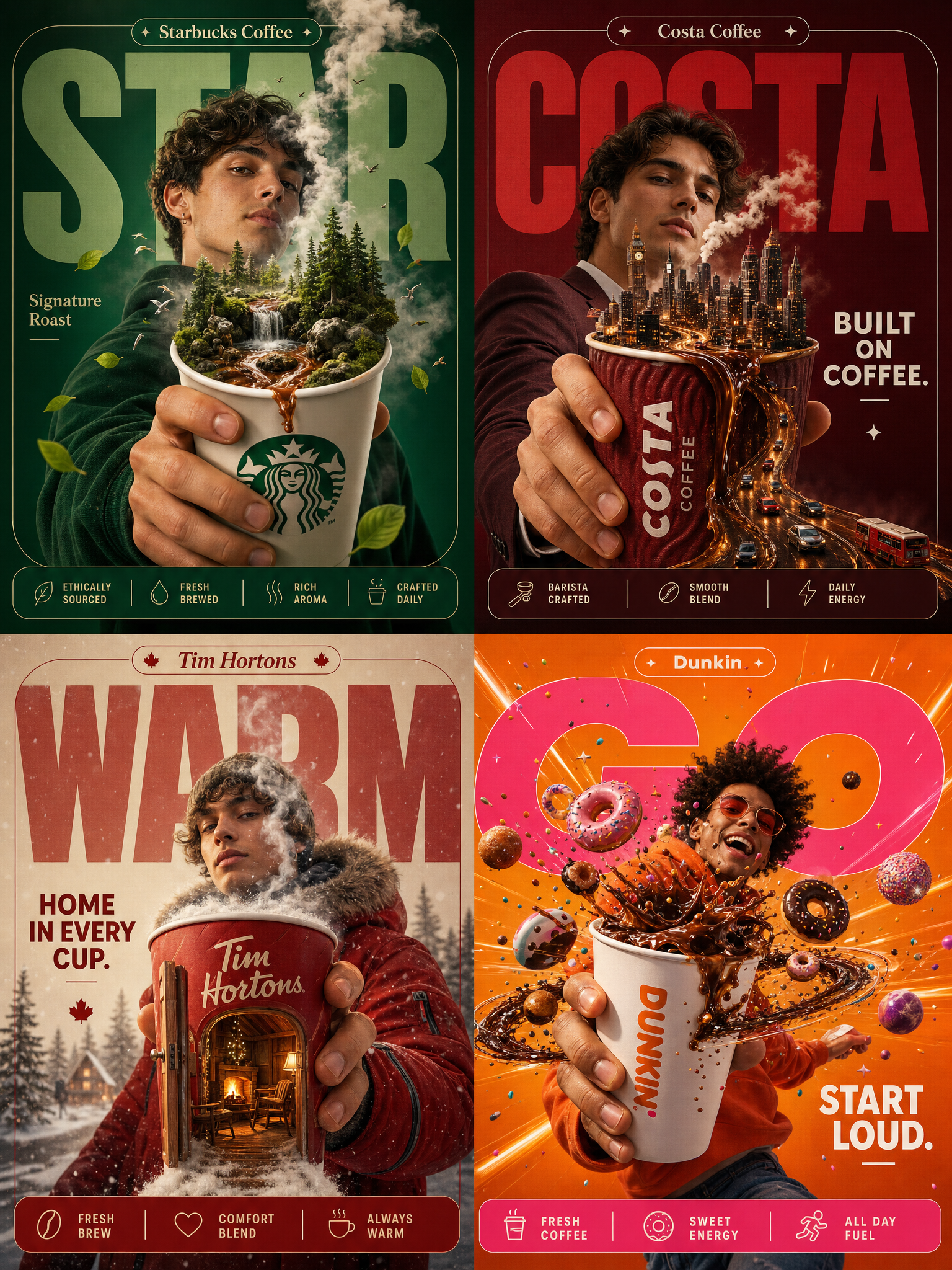 Surreal Worlds in a Coffee Cup Poster Series