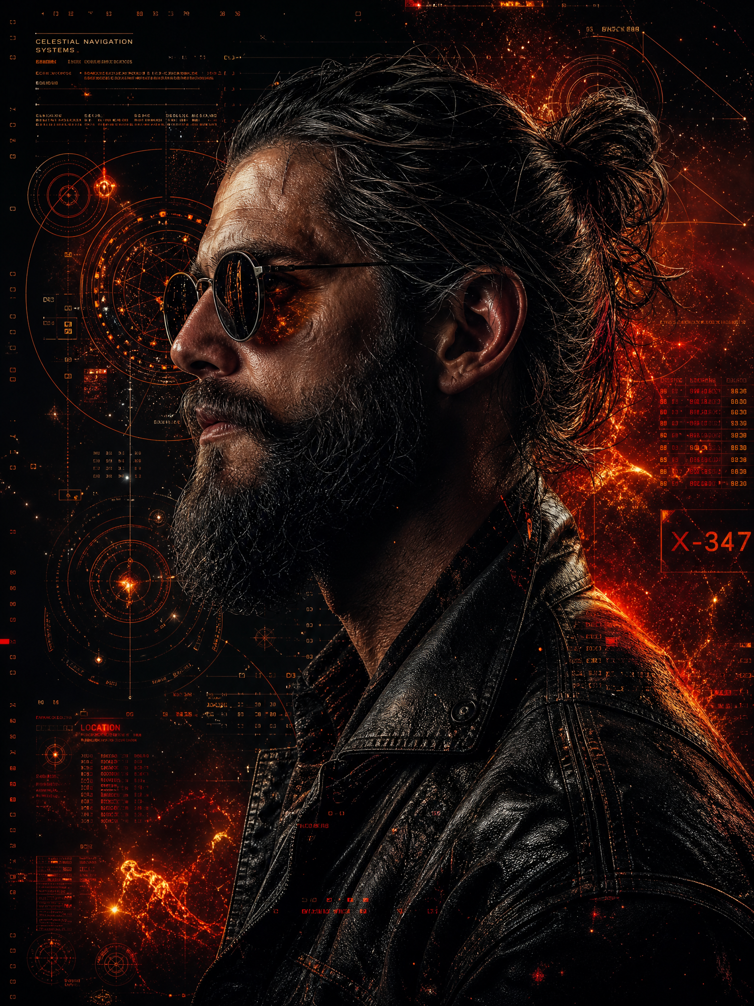 Cyberpunk Navigator amid Ember Data