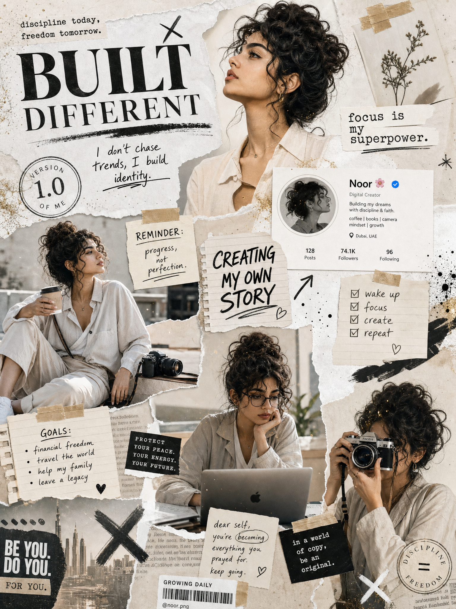Noor Built Different Editorial Collage