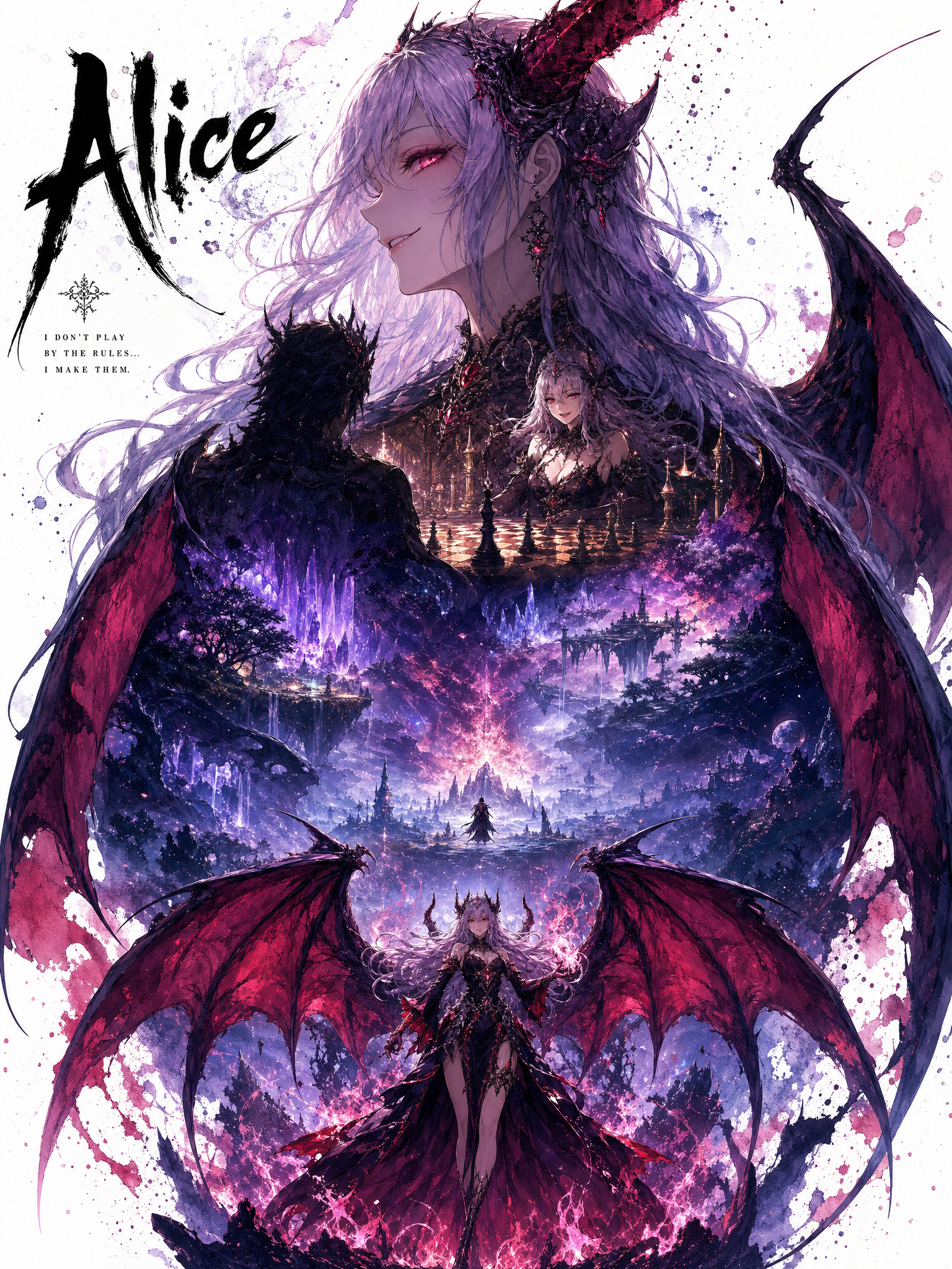 Alice Demon Queen Double-Exposure Fantasy Poster