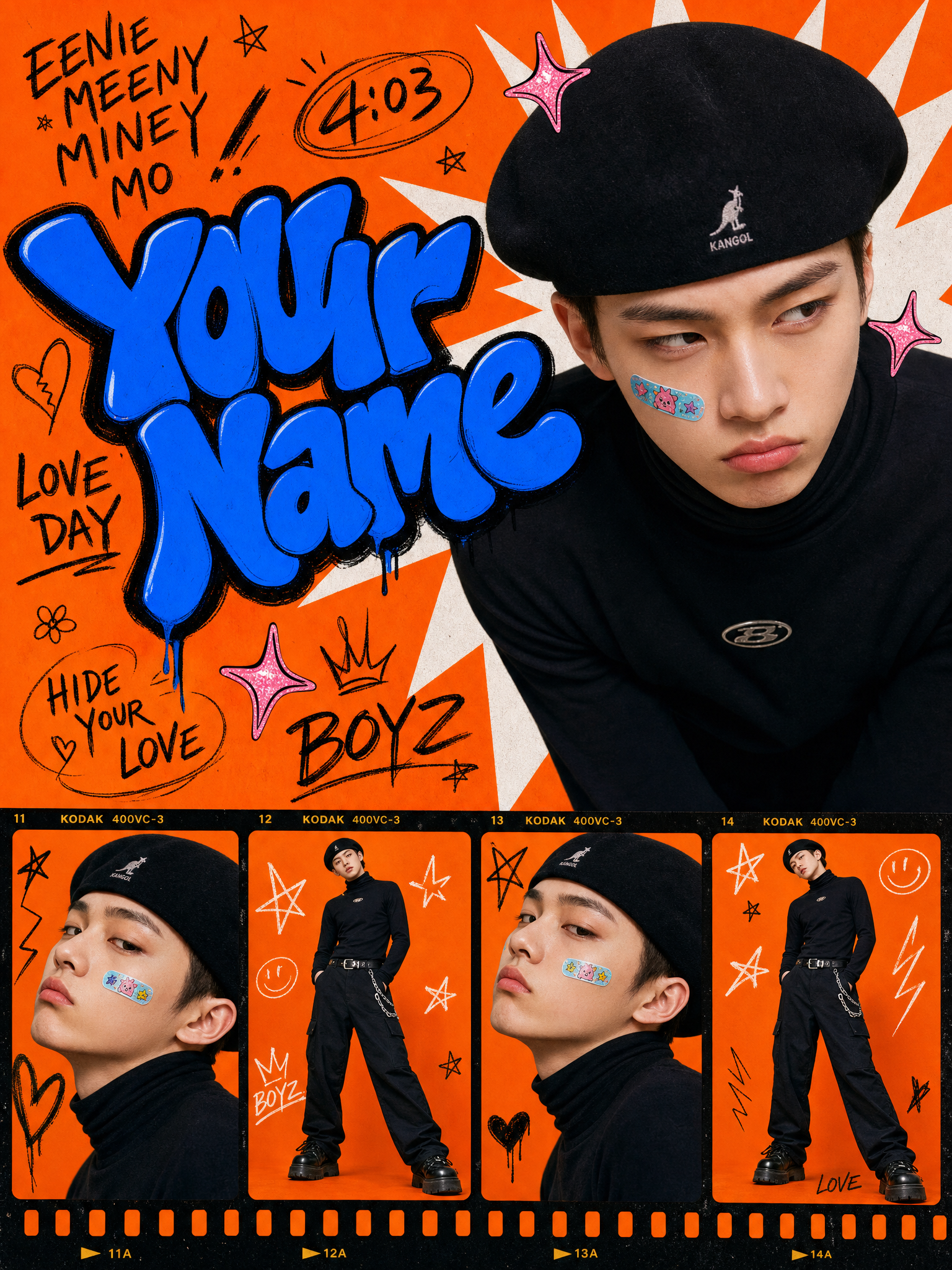 Y2K Orange Graffiti Fashion Collage