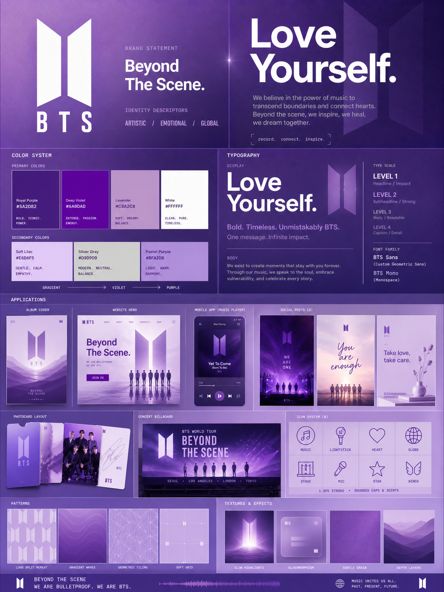 Фиолетовая система фирменного стиля BTS