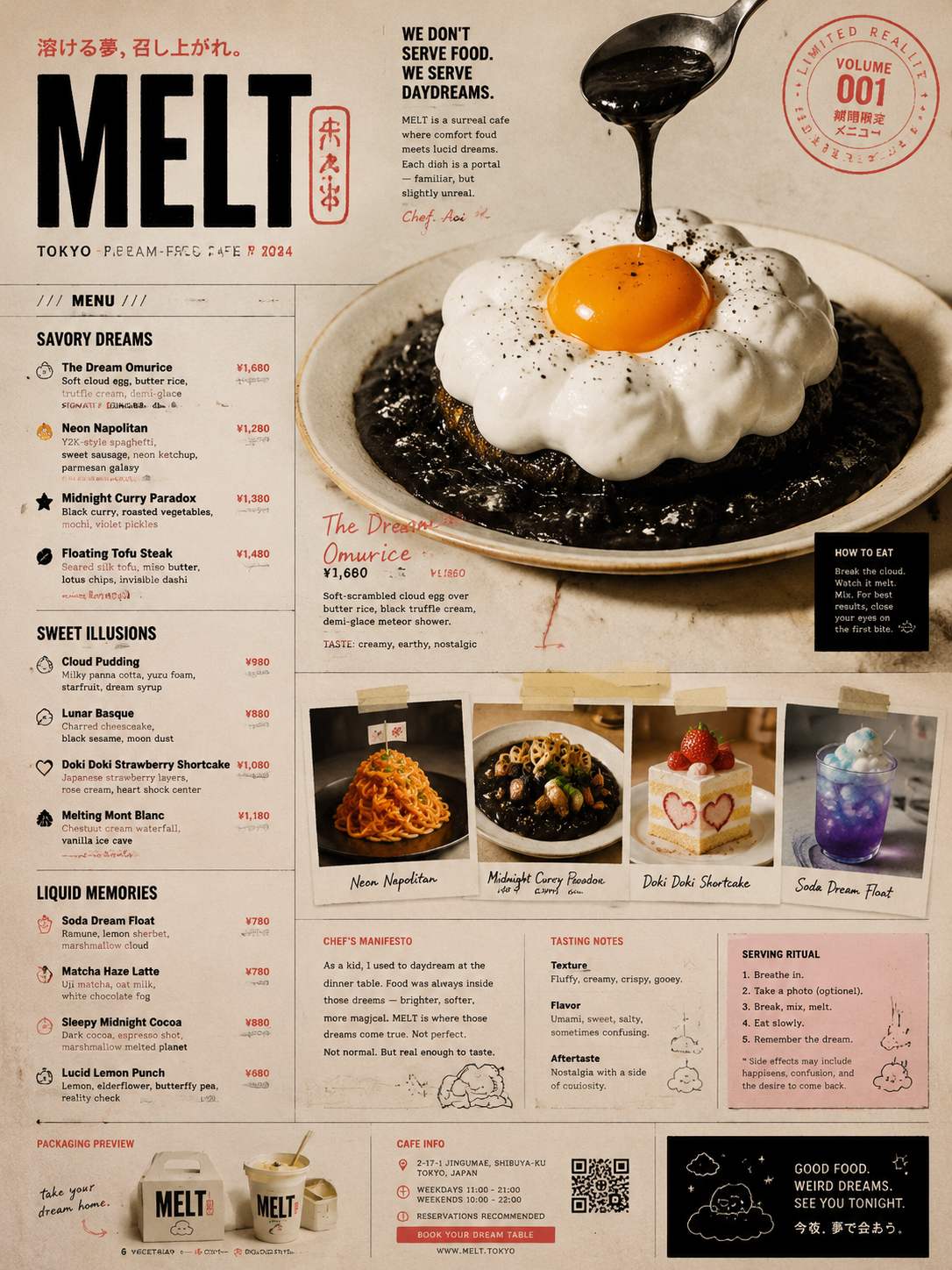 Modèle de planche-menu pour un concept culinaire surréaliste