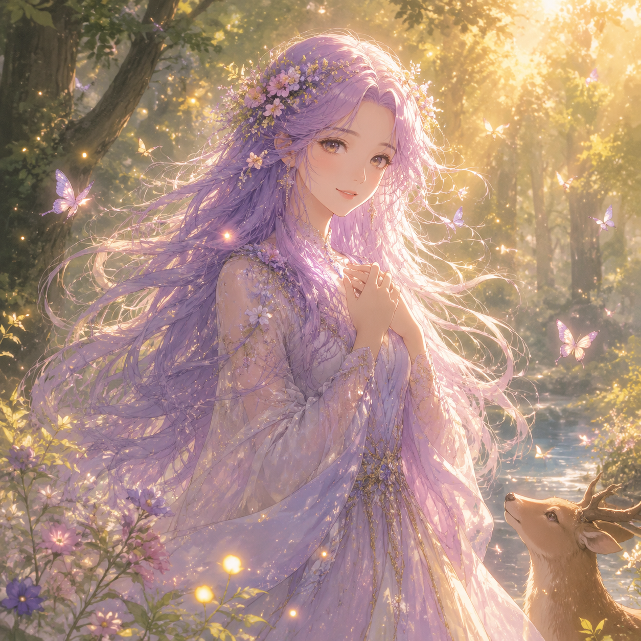 Elara in the Enchanted Morning Forest