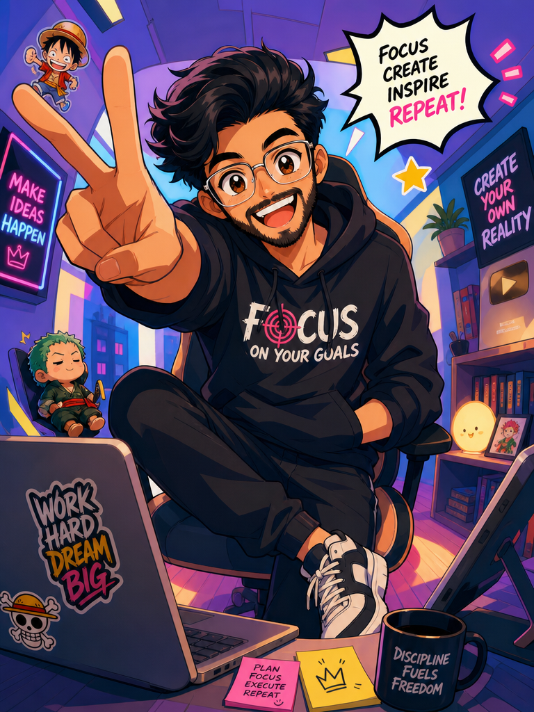 Estilo anime enérgico con perspectiva distorsionada