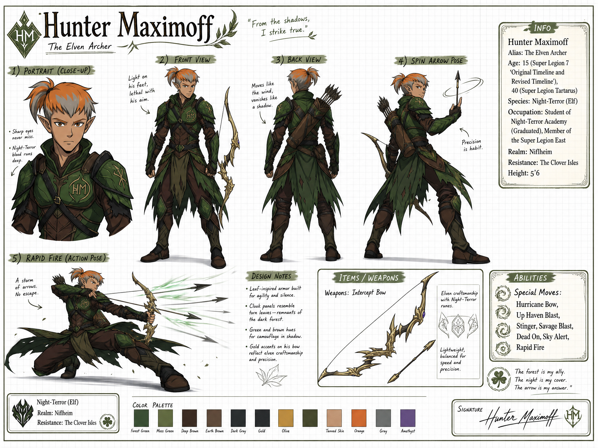 Hunter Maximoff the Elven Archer Character Sheet