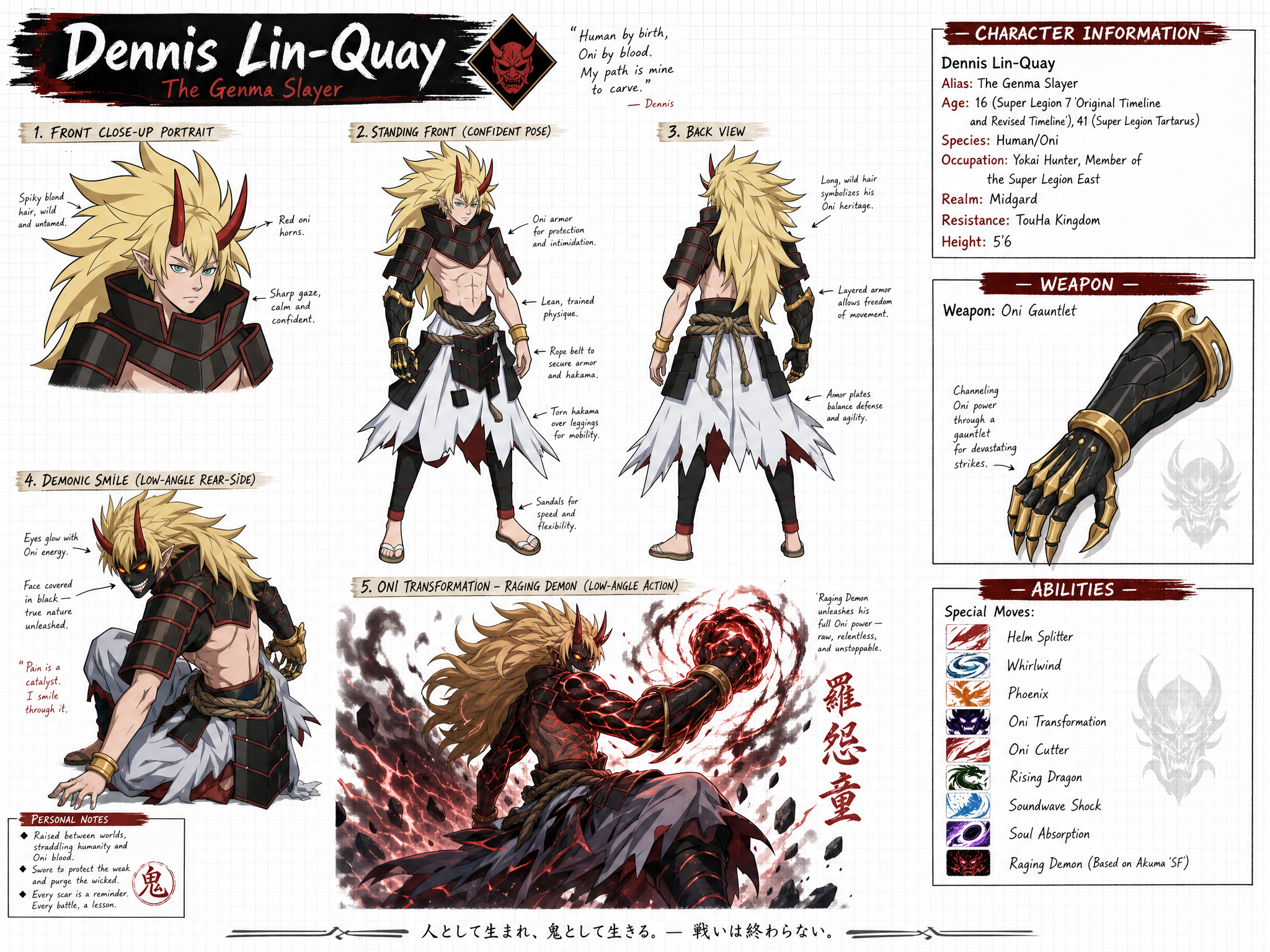 Dennis Lin-Quay the Genma Slayer Character Sheet