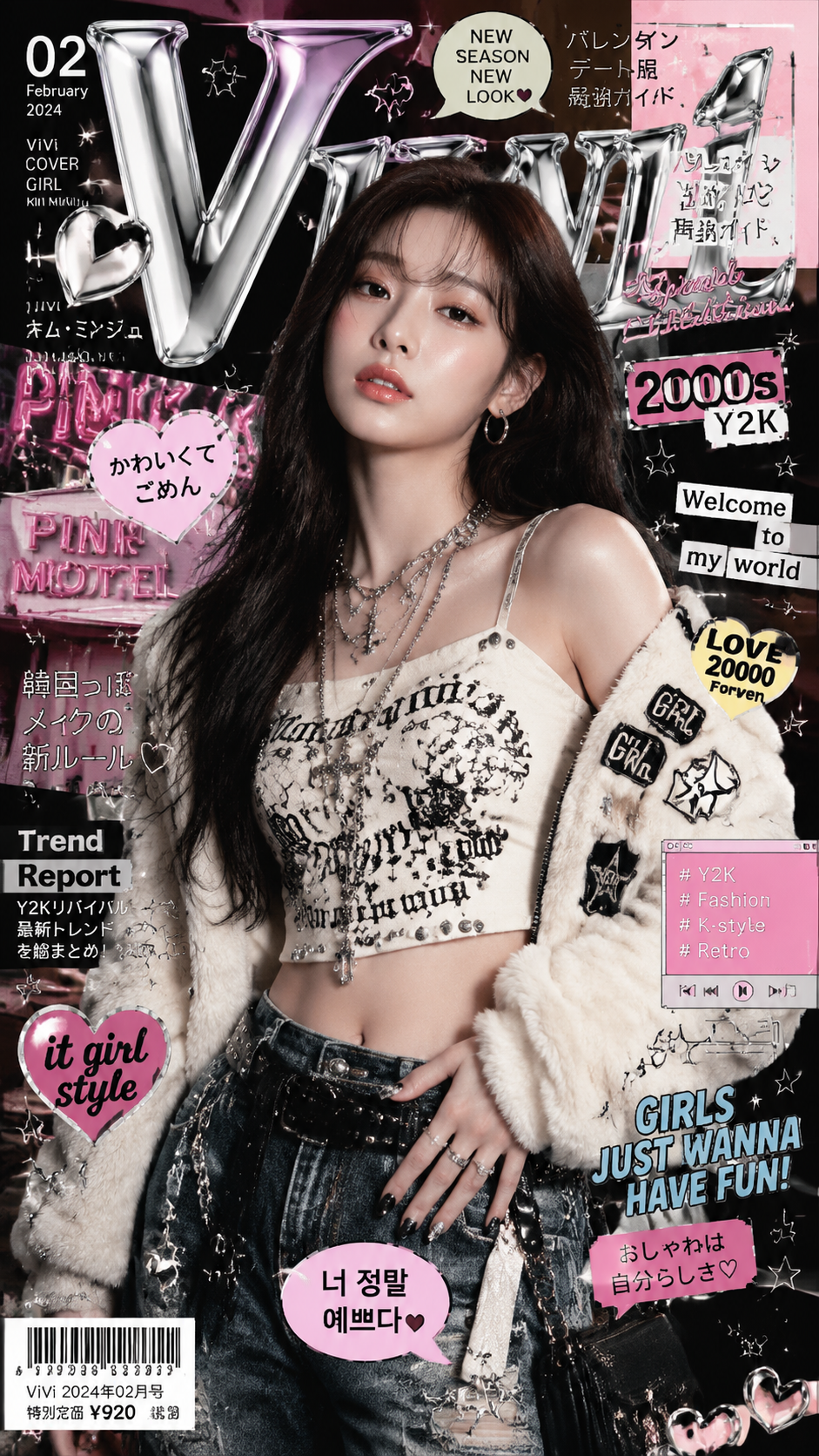 Y2K Korean Fashion Magazine Collage