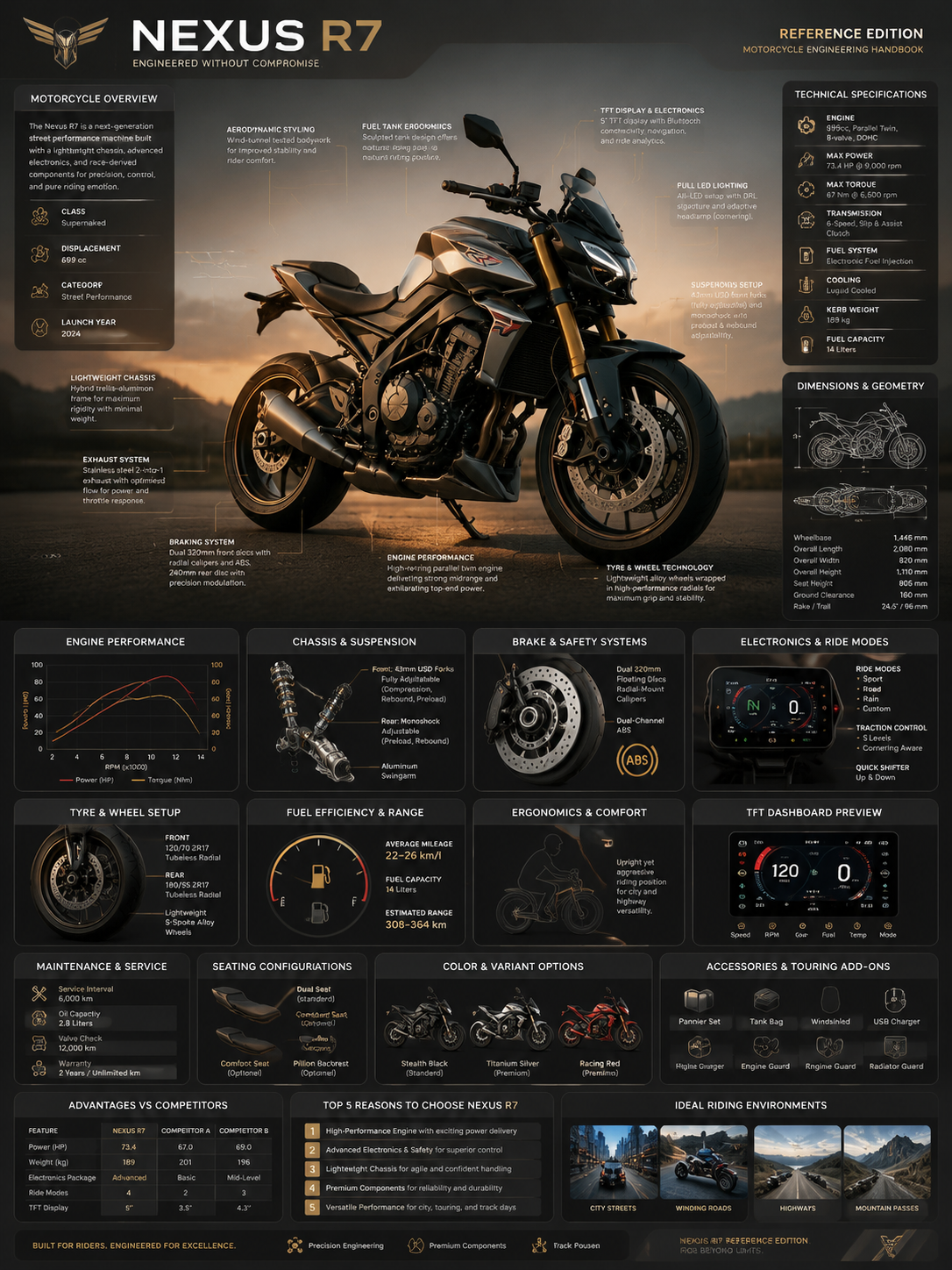 Premium Motorcycle Engineering Infographic Template