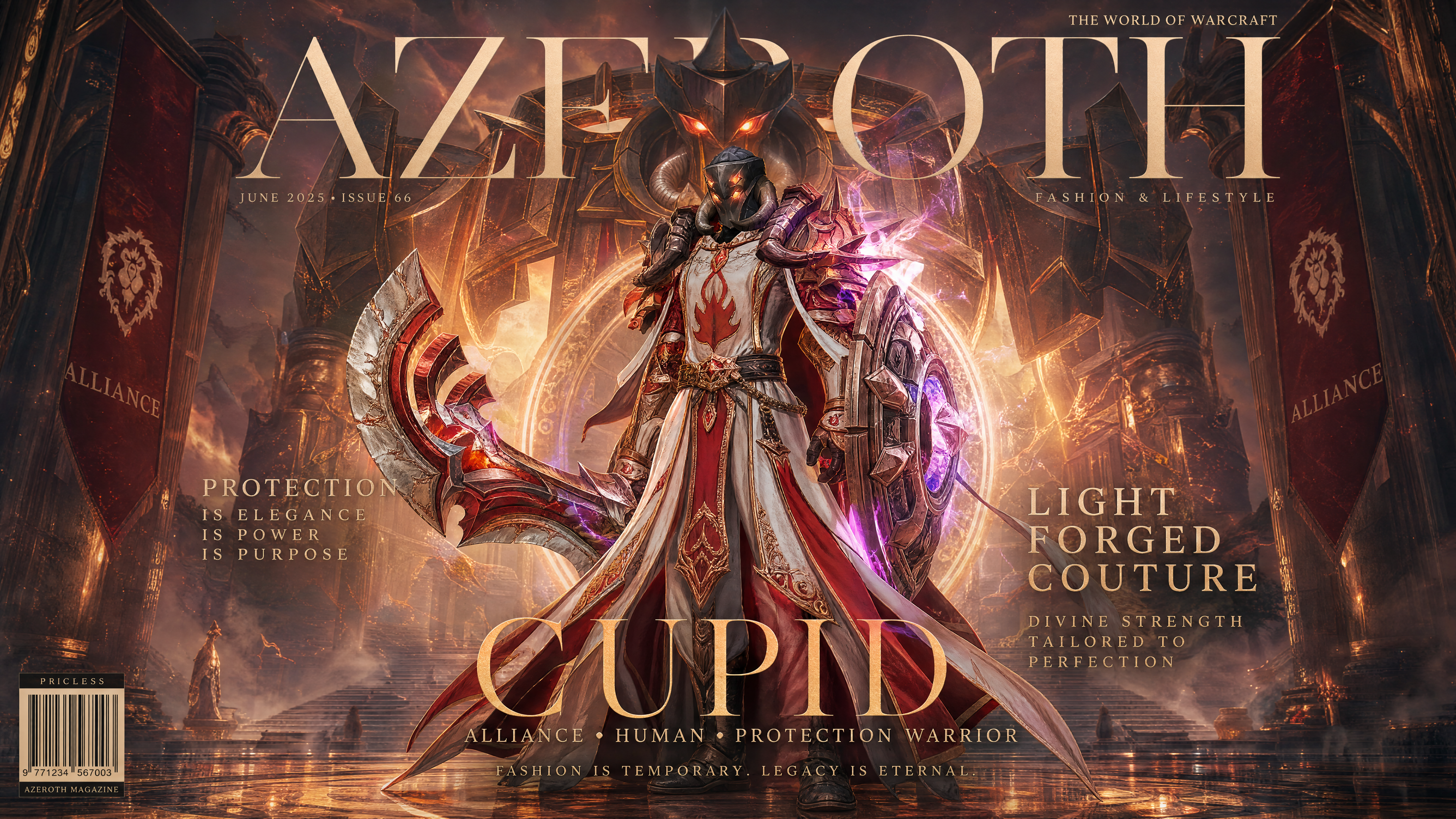 Cupid, defensor de la Alianza, en una portada de alta costura de Azeroth