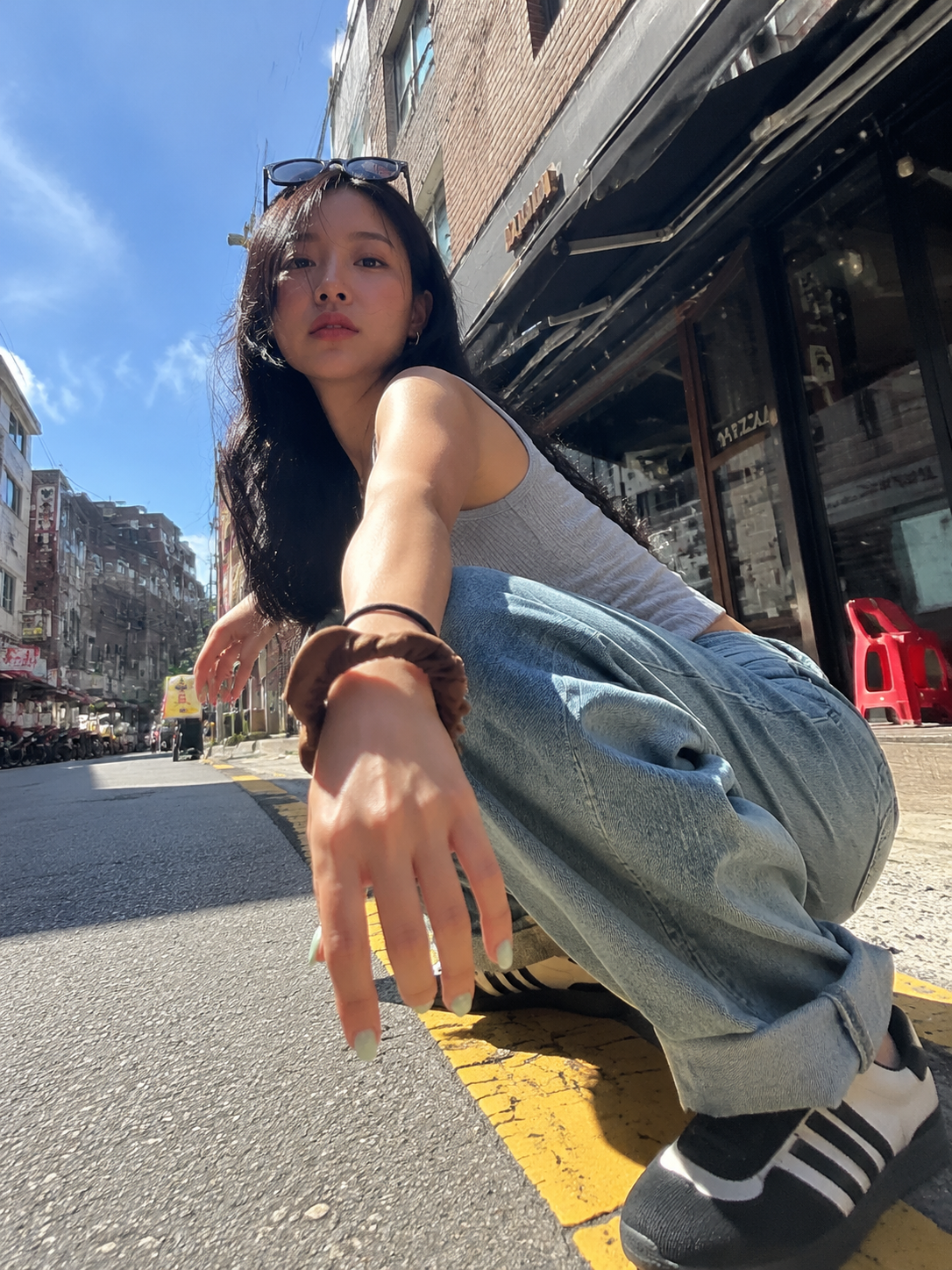 Low-Angle Korean Street Fashion Portrait