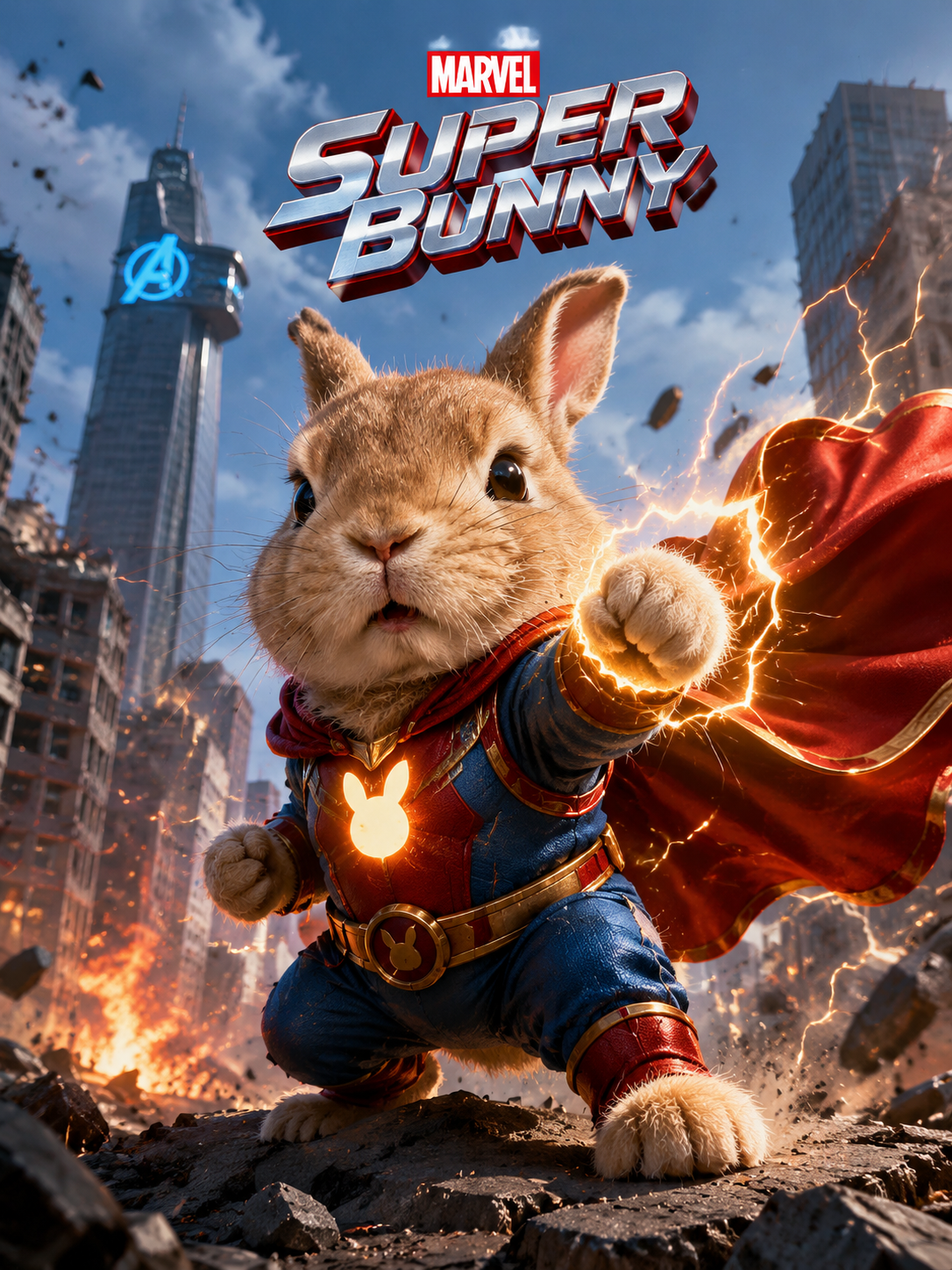 Superhase in Animation im Marvel-Stil