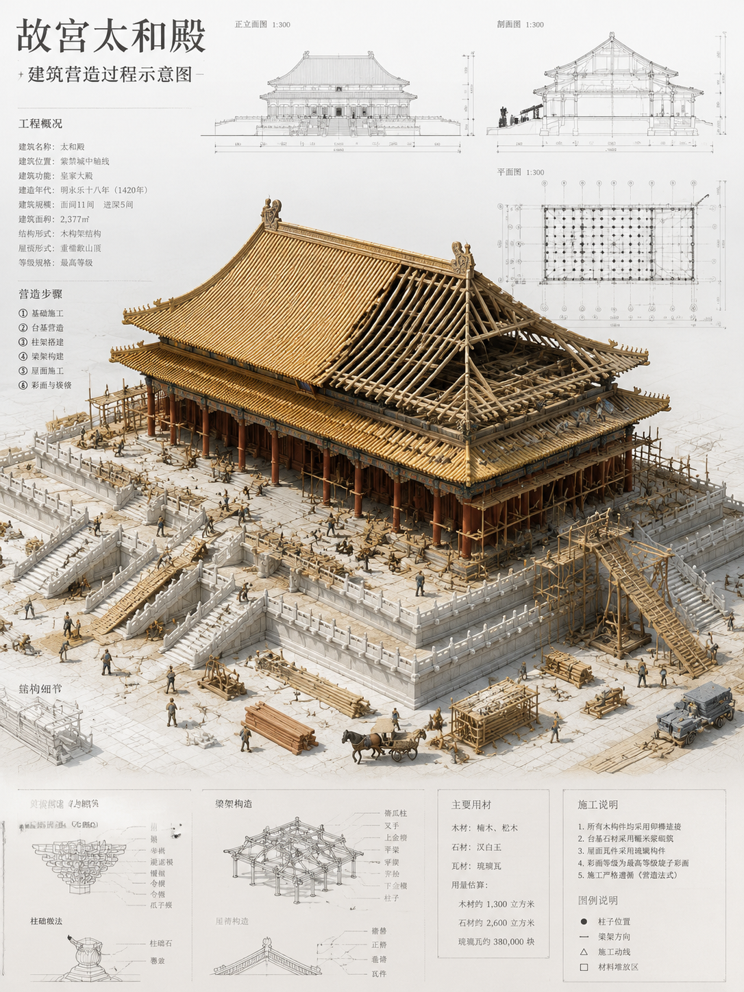 Chinese Ancient Architecture Miniature Blueprint