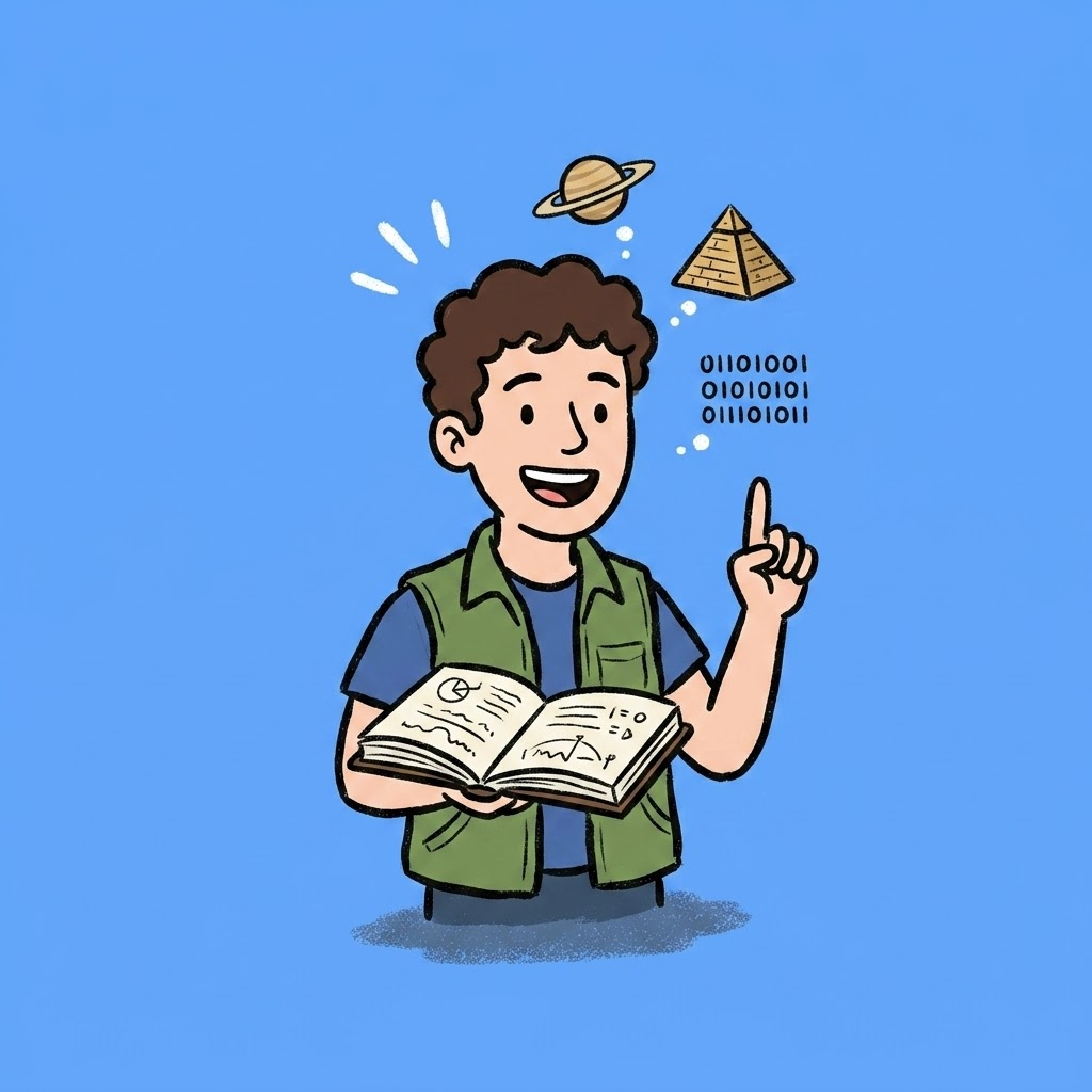 Vorlage für einen fröhlichen, kenntnisreichen Cartoon-Guide