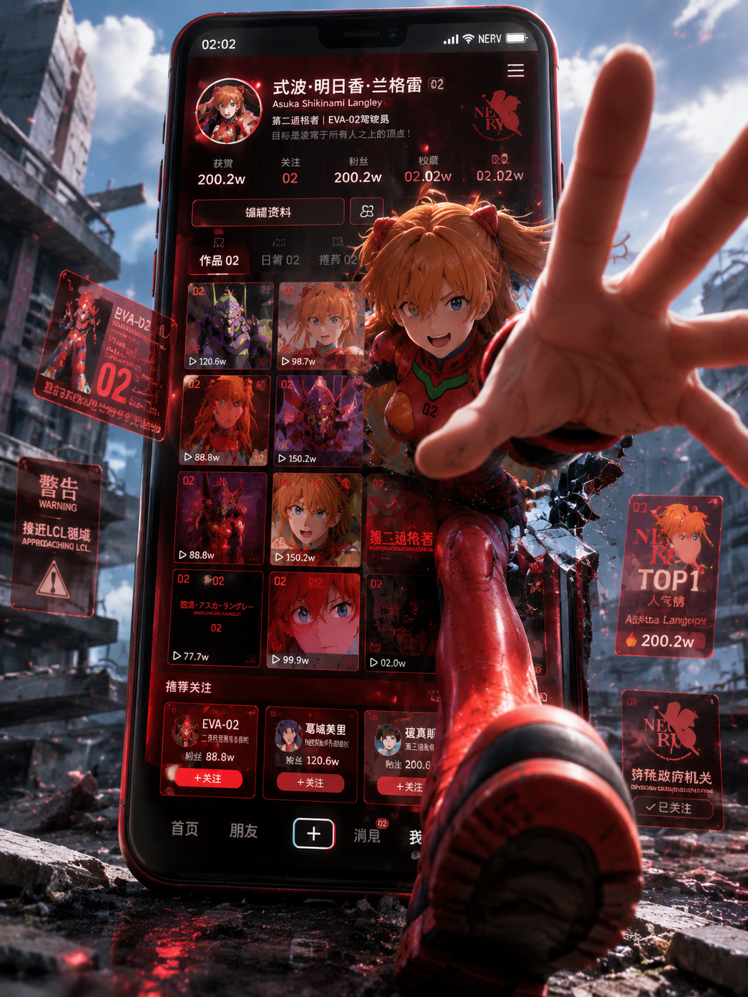 Asuka Breaks Out of a Social Media Screen