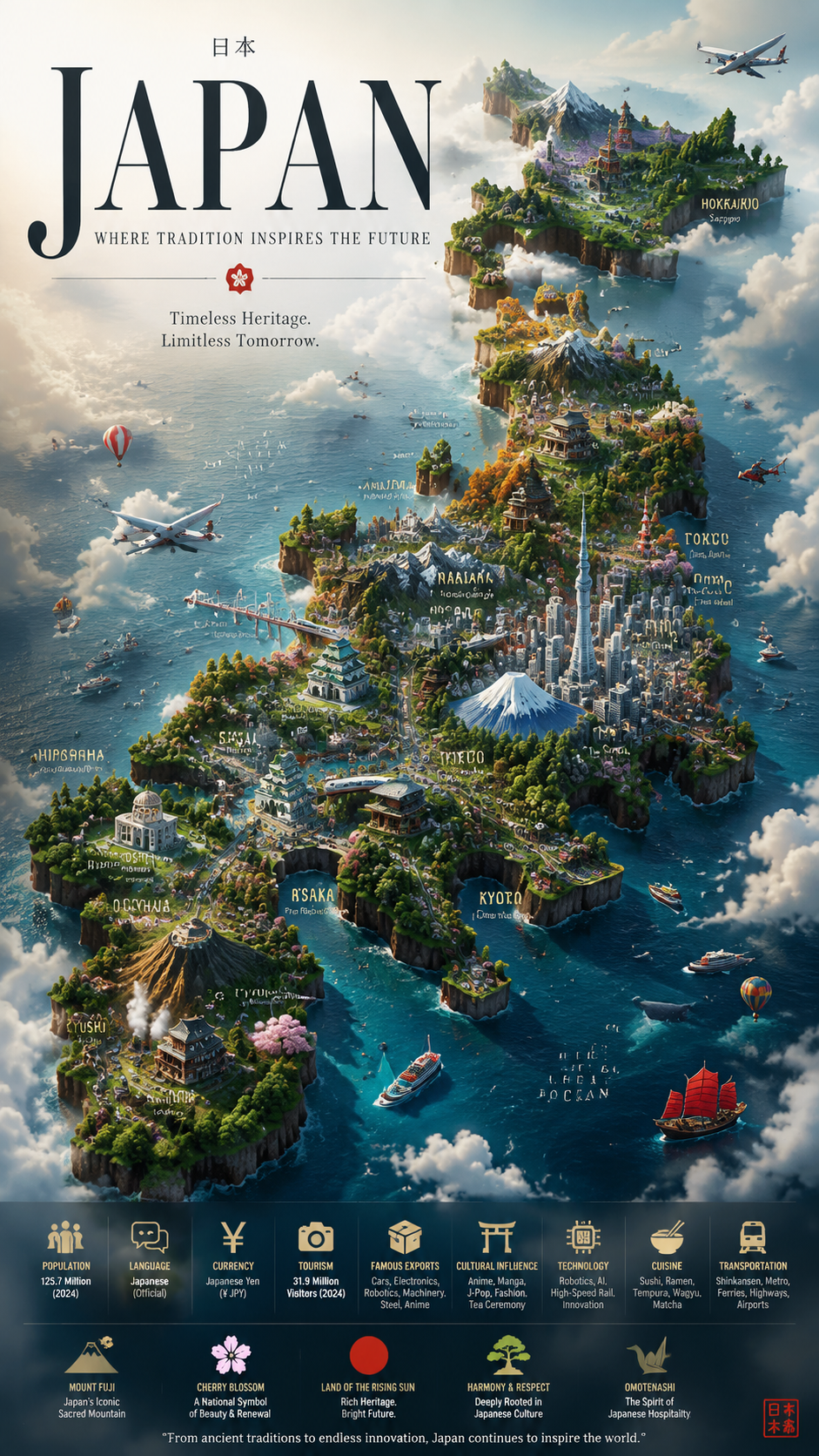 Floating Country Miniature Travel Map Template