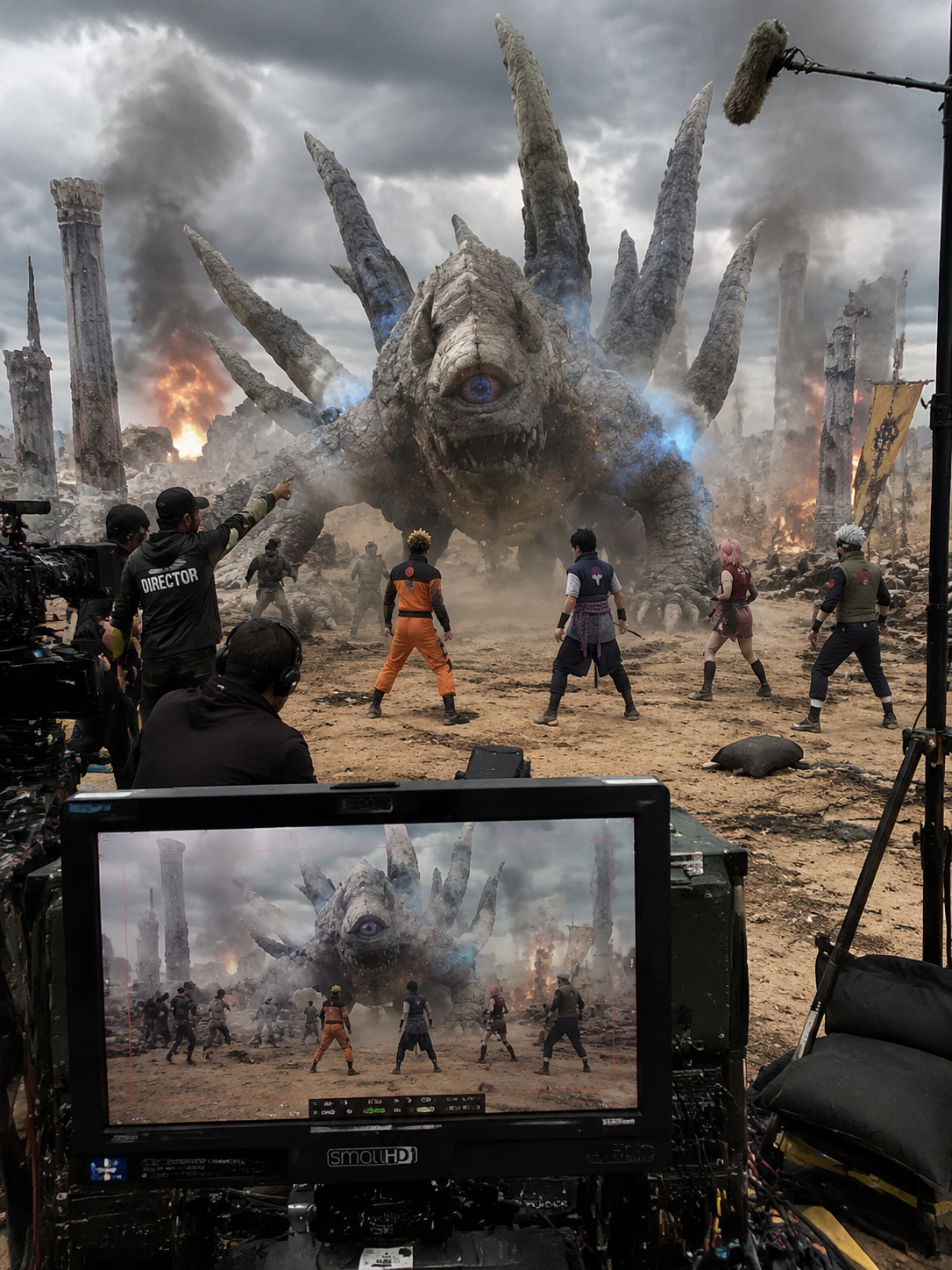 Team 7 Surrounds the Ten-Tails on a Movie Set