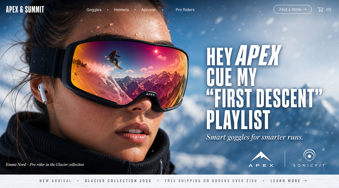 Página de inicio para gafas inteligentes de snowboard