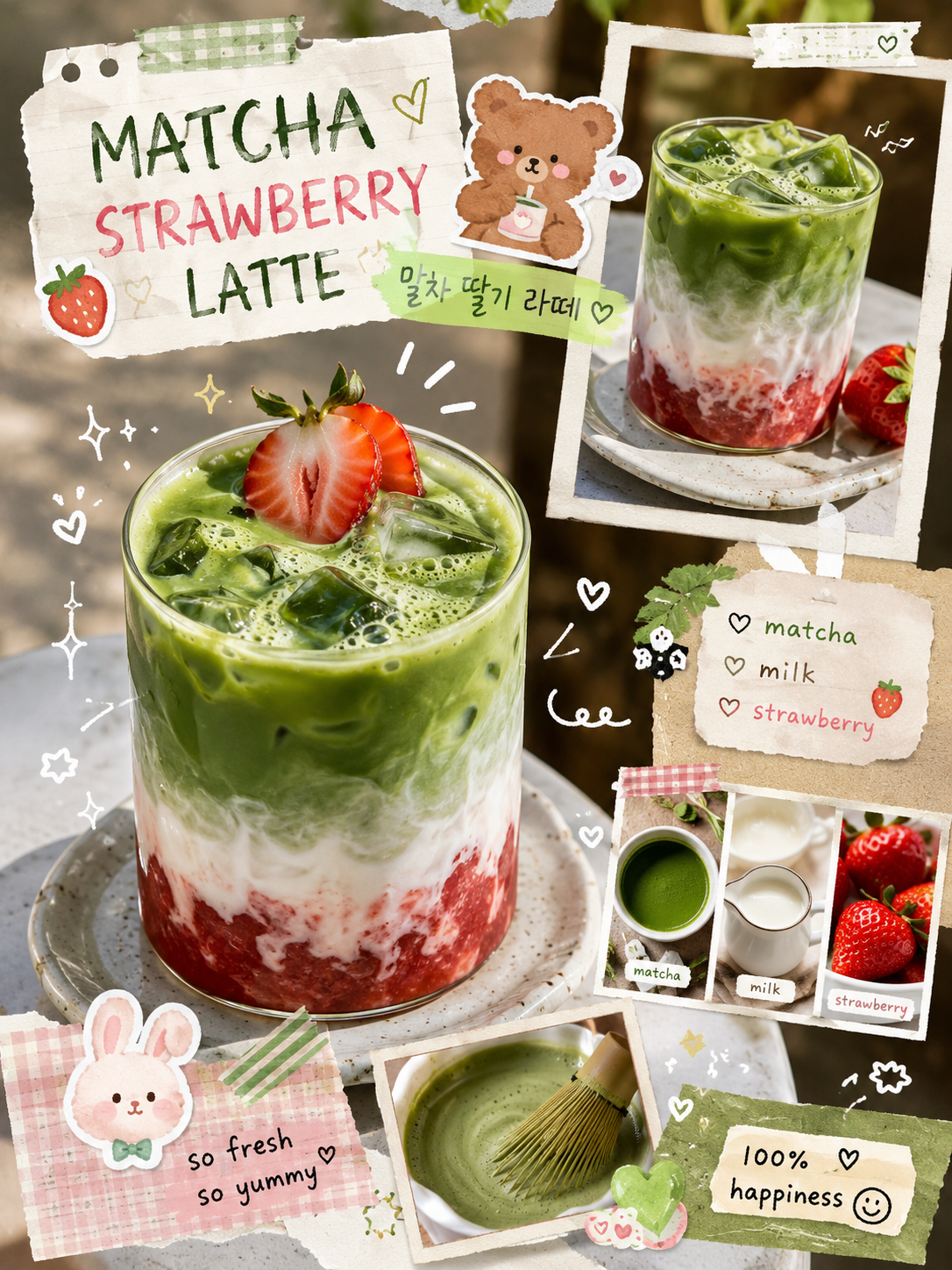 Strawberry Matcha Scrapbook Poster