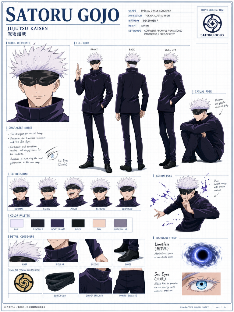 Plantilla de hoja modelo de personaje anime