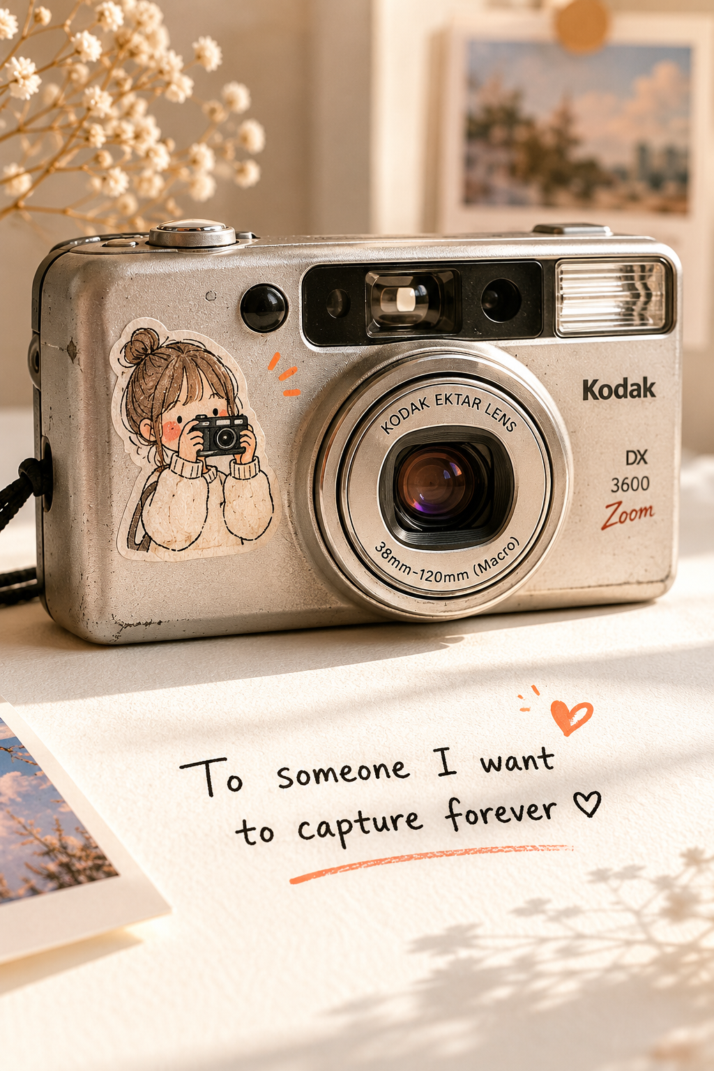 Vintage Kodak Camera with Doodle Sticker