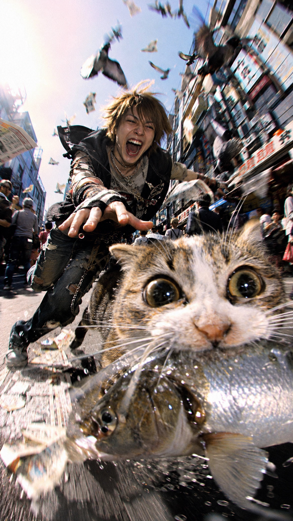 Y2K Digicam Chase After a Fish-Stealing Cat
