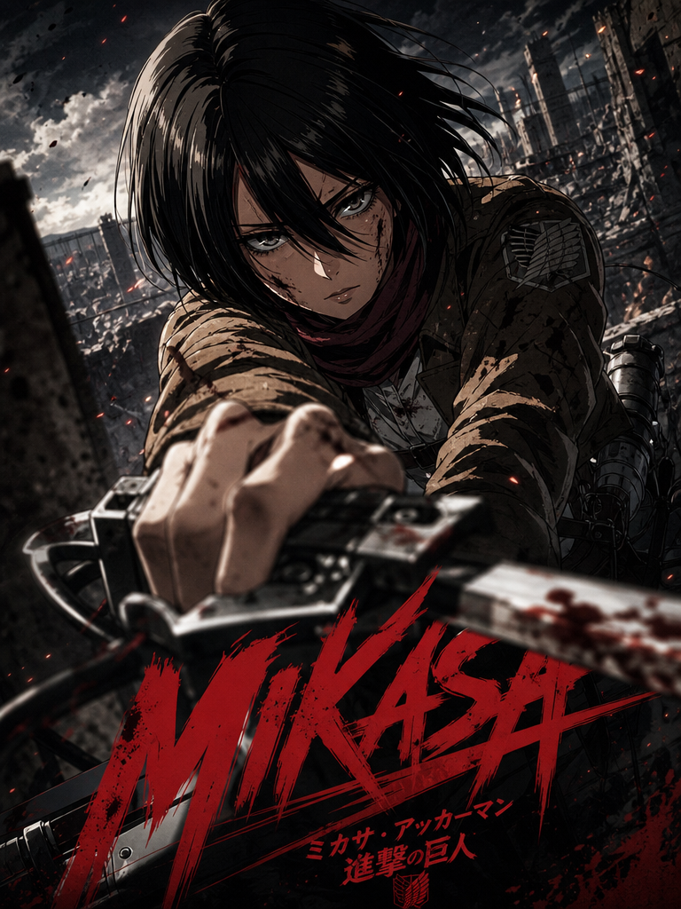 Adult Mikasa’s ODM Blade Attack Poster