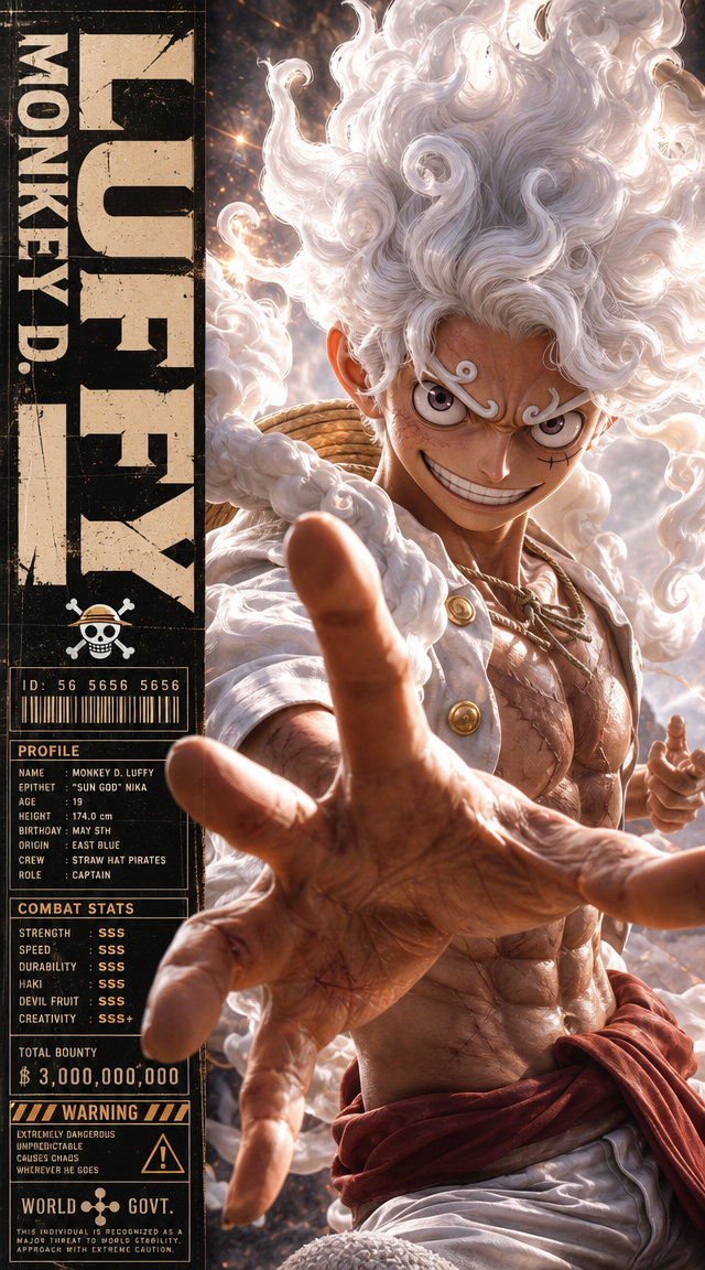 Gear 5 Luffy Combat Dossier Poster