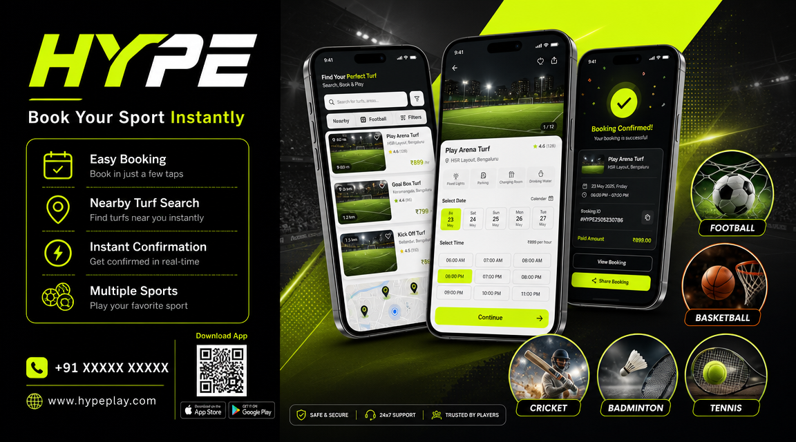 HYPE Sports Booking App Flex Banner
