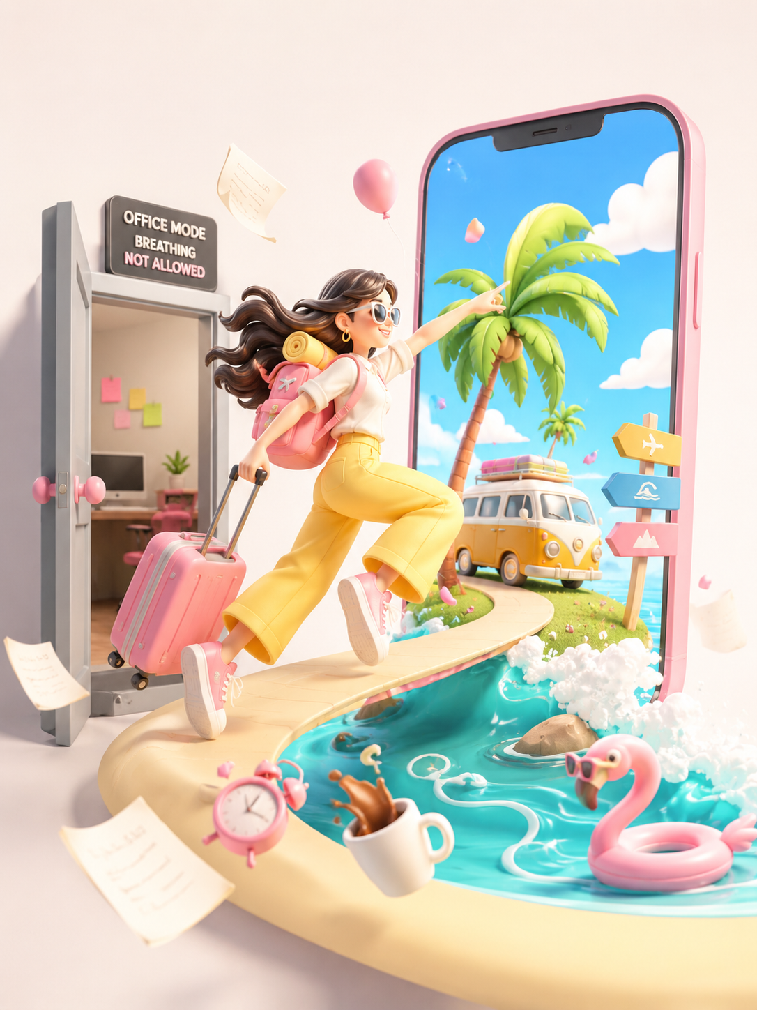Shake Off the Office Vibe Travel Guide Poster