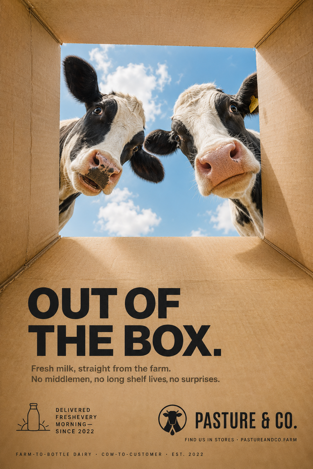 Curious Cows in an Out-of-the-Box Milk Ad