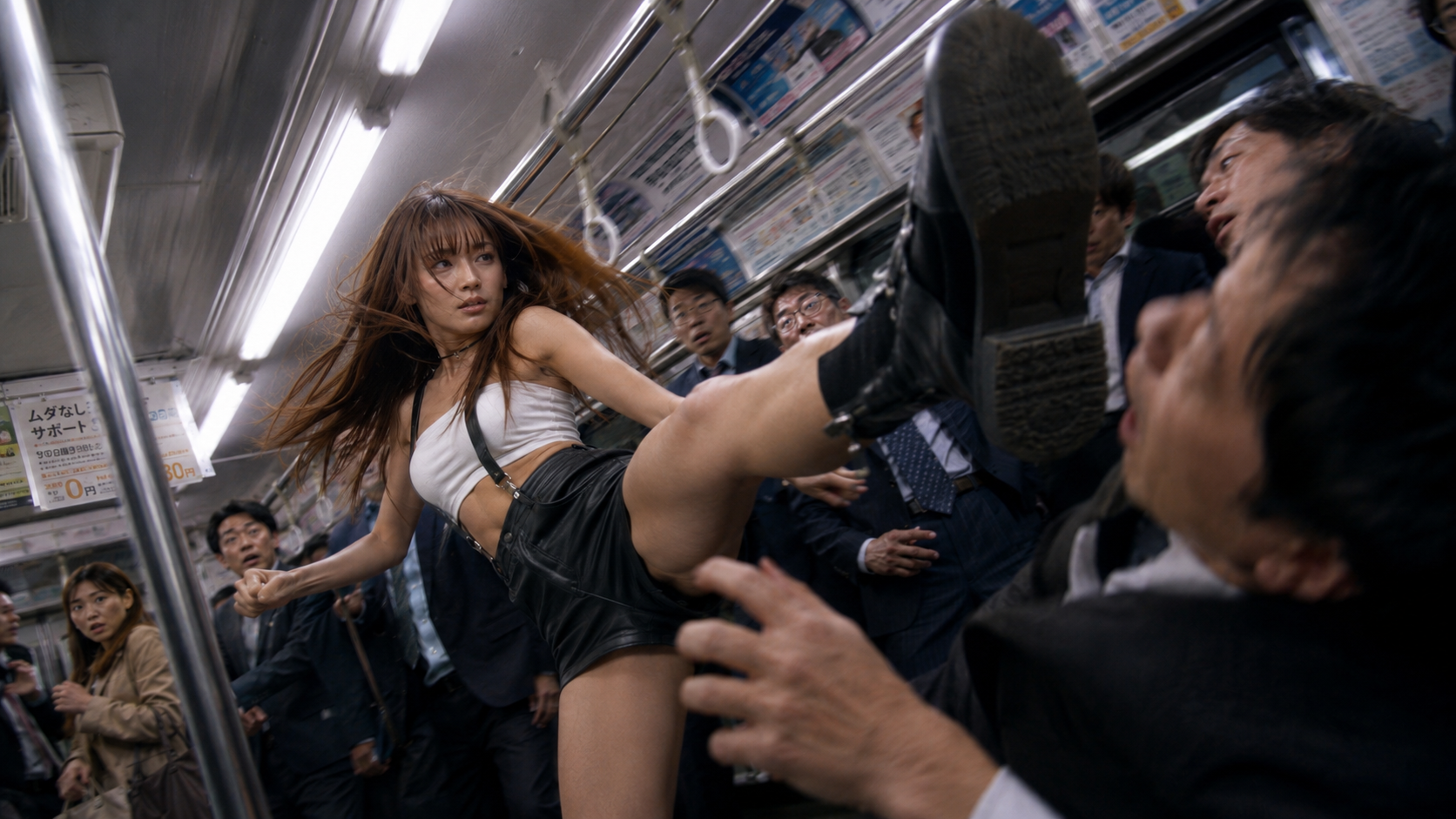 Commuter-Train Self-Defense Kick