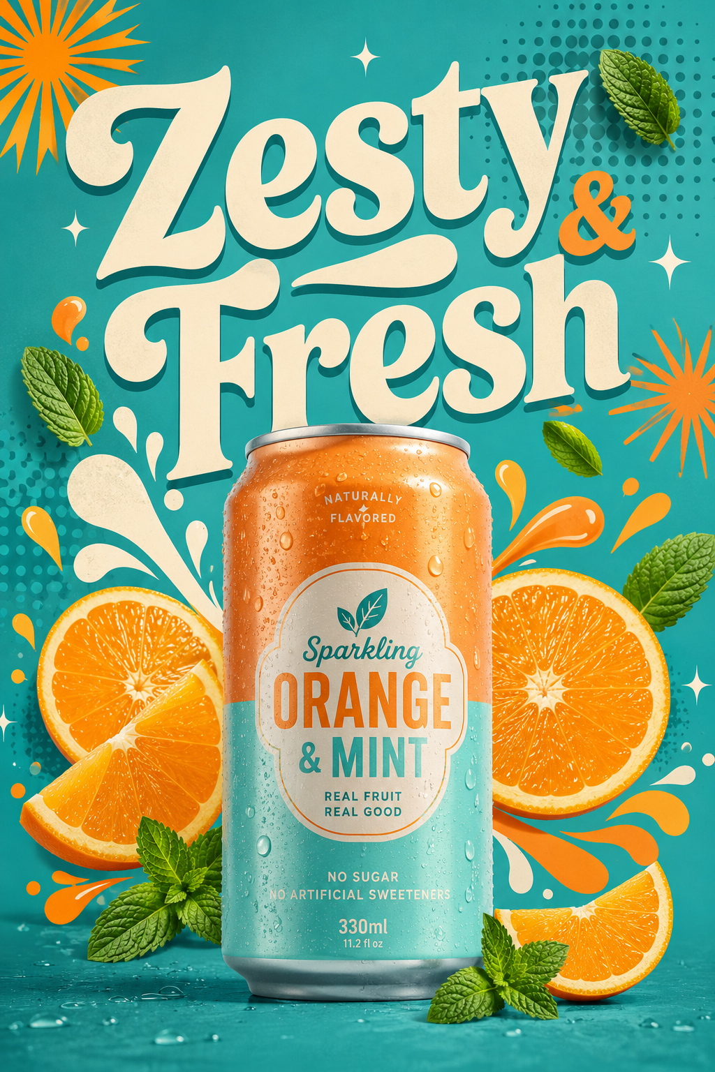 Zesty & Fresh Retro Pop-Art Soda Poster
