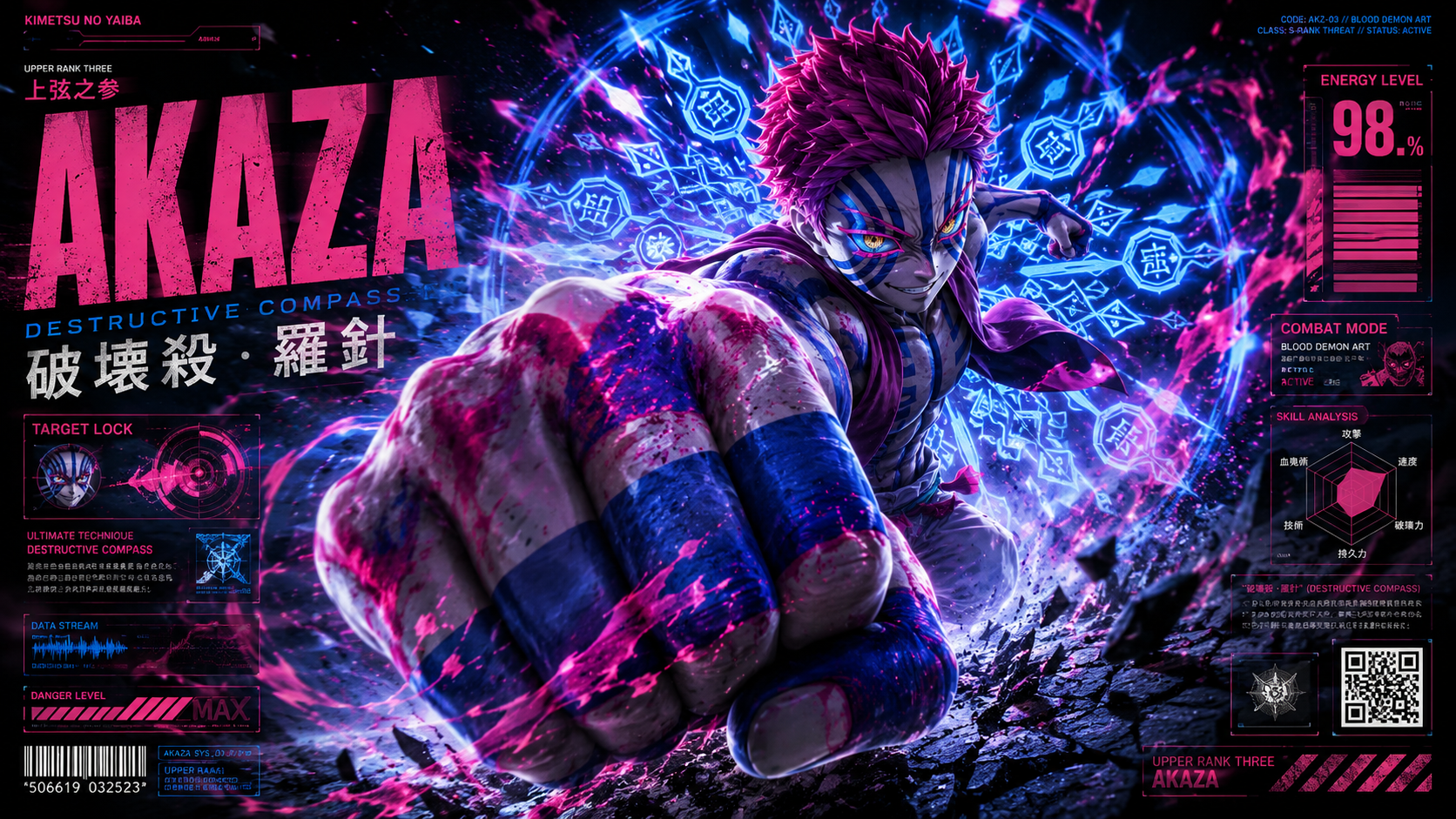 Affiche du coup de poing brisant l’écran d’Akaza