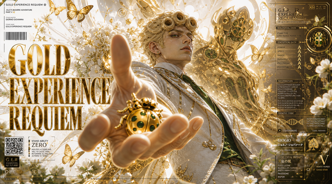 Giorno and Gold Experience Requiem Divine Poster