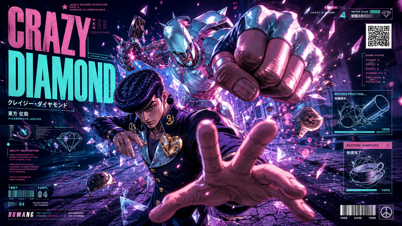 Josuke and Crazy Diamond Repair Punch Poster