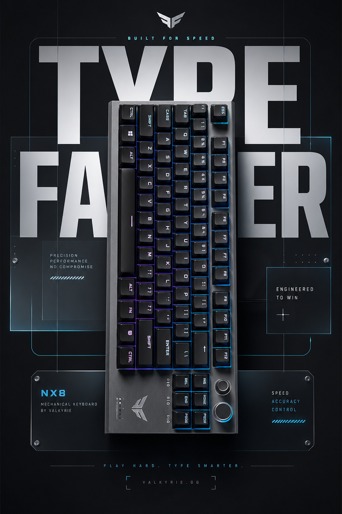 TYPE FASTER 高端游戏键盘海报