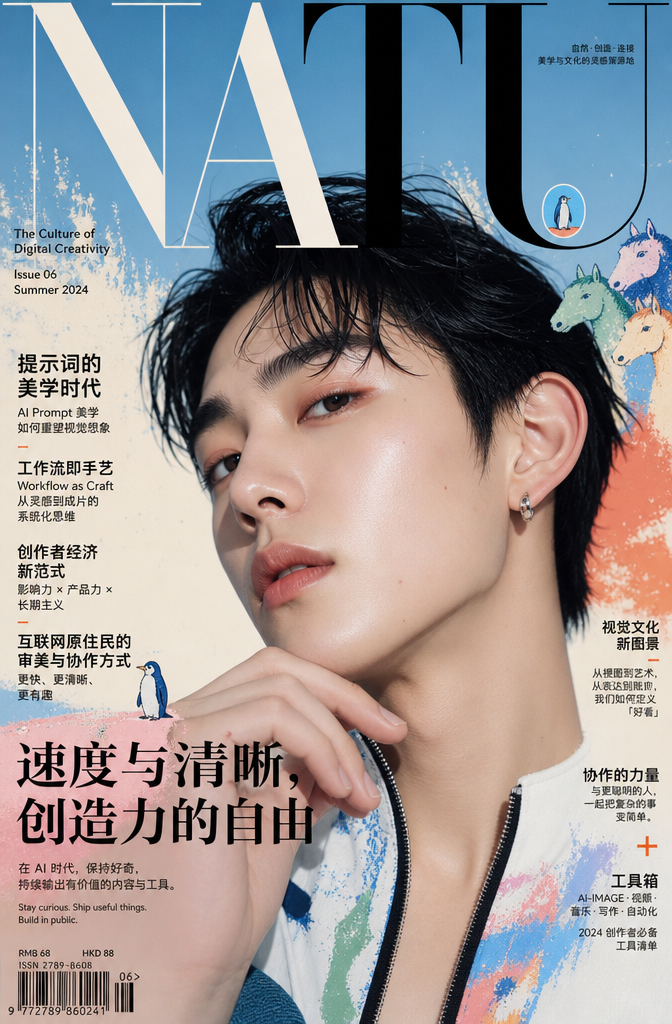 NATU Vorlage für ein Beauty- und Kulturmagazincover