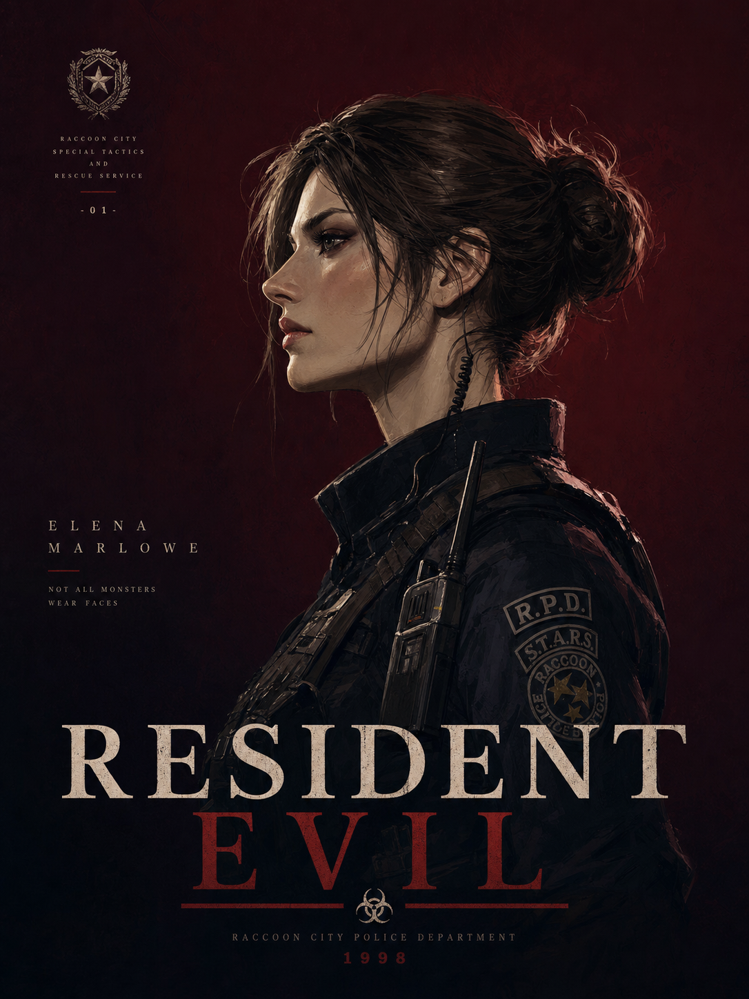 Jill Valentine Burgundy Editorial Portrait