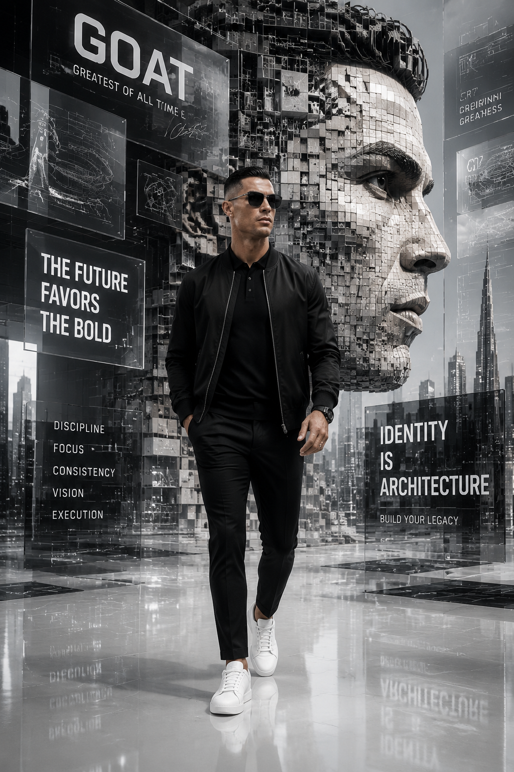 Marche motivationnelle GOAT futuriste