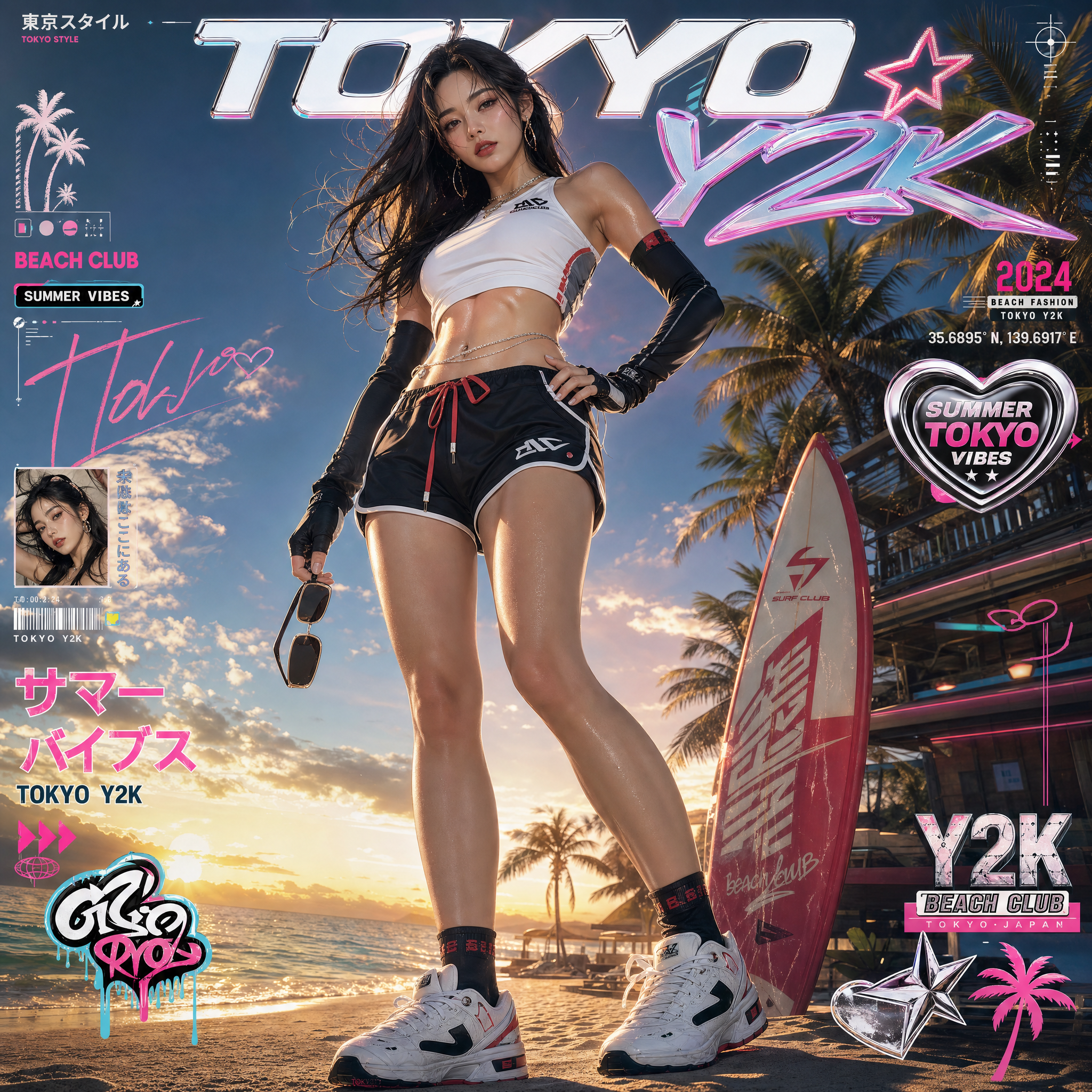 Tifa's Tokyo Y2K Beach Campaign