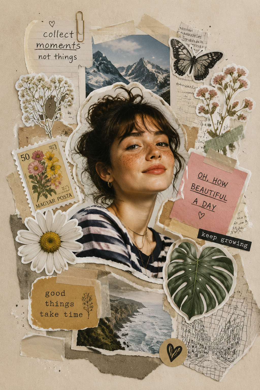 Handgemachte Sticker-Scrapbook-Collage